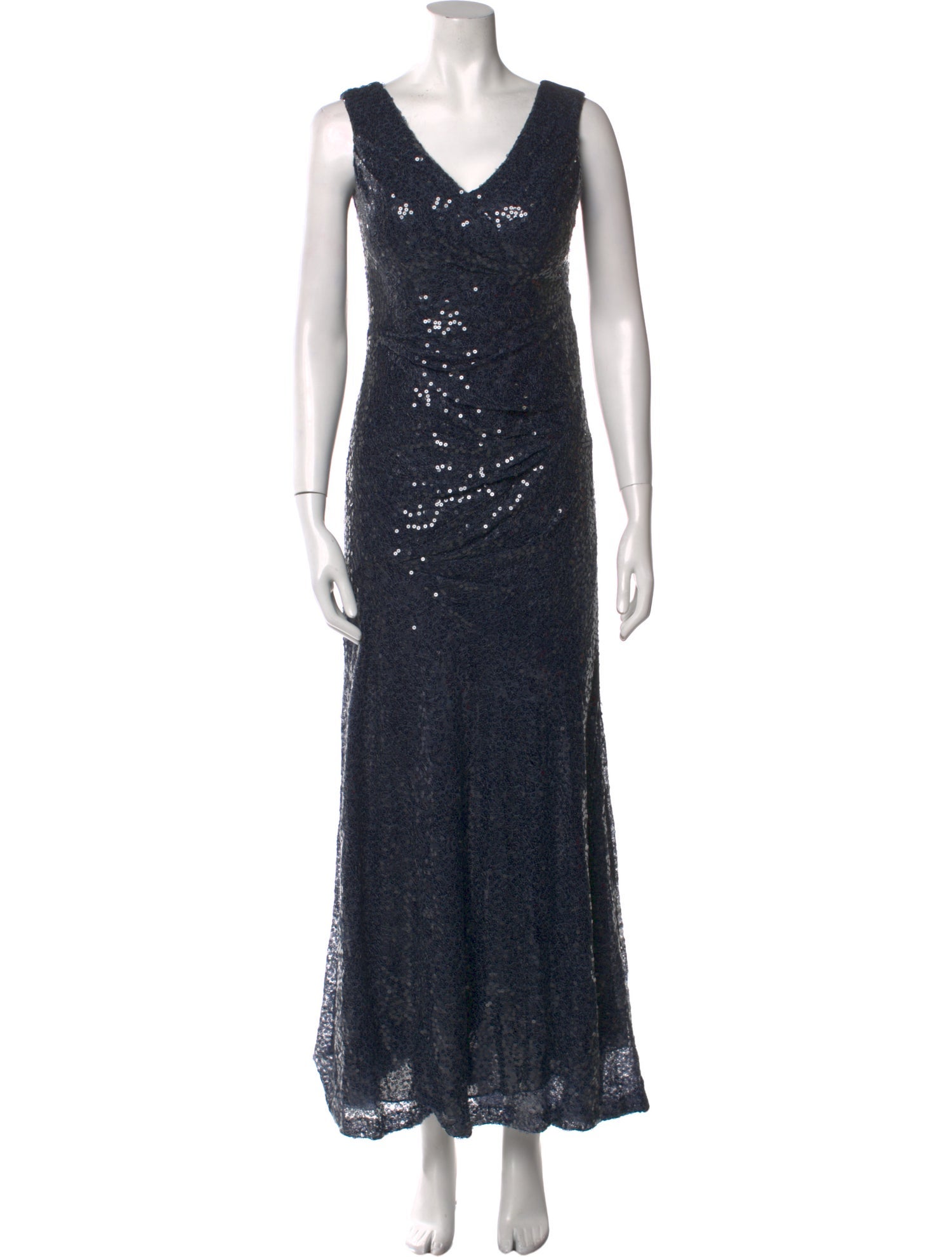 Carmen Marc Valvo V-Neck Long Dress