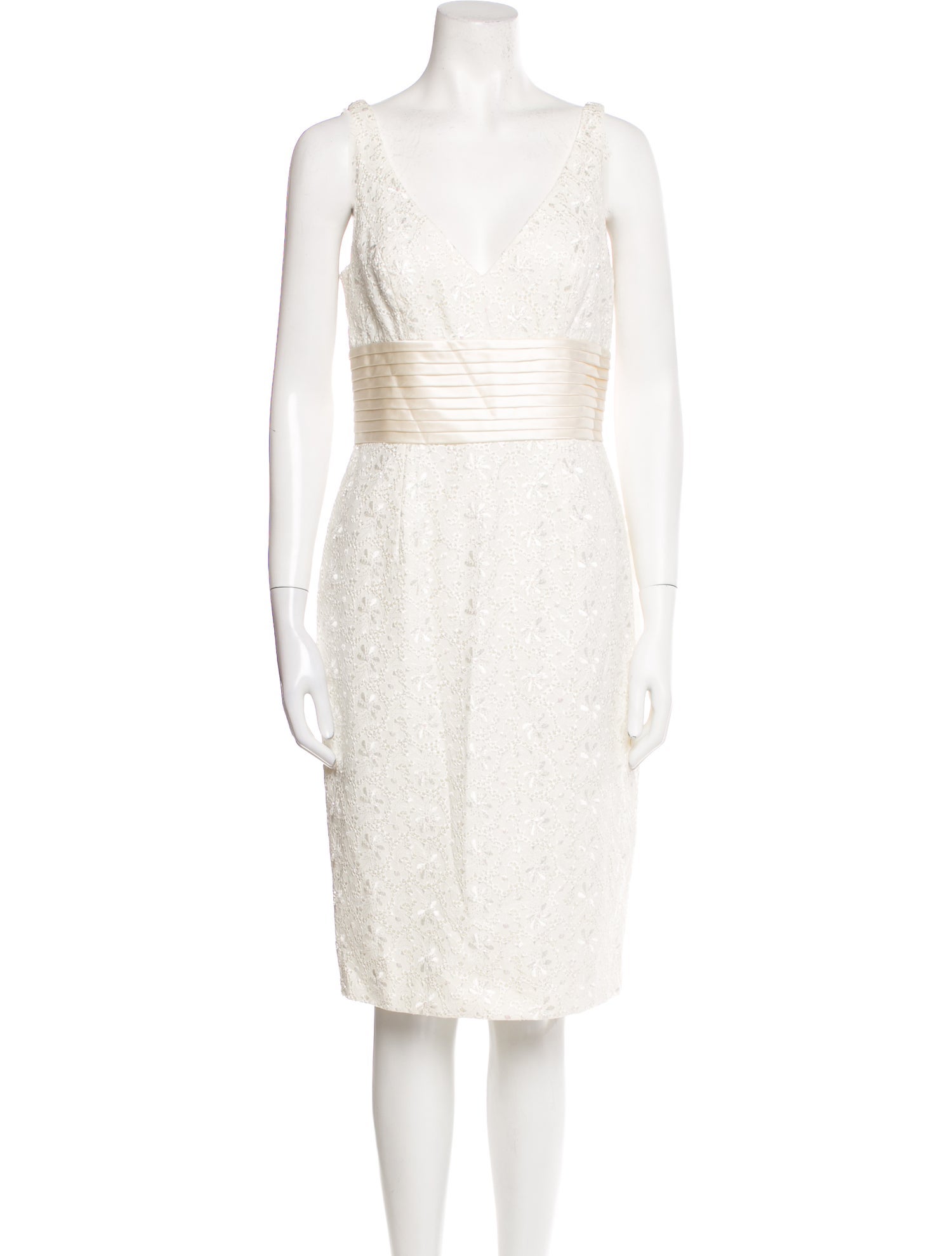 Carmen Marc Valvo V-Neck Knee-Length Dress