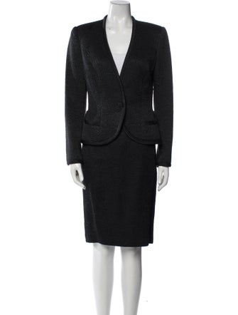 Carmen Marc Valvo Wool Sequin Embellishments Skirt Suit
