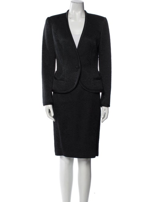 Carmen Marc Valvo Wool Sequin Embellishments Skirt Suit