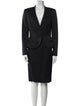 Carmen Marc Valvo Wool Sequin Embellishments Skirt Suit