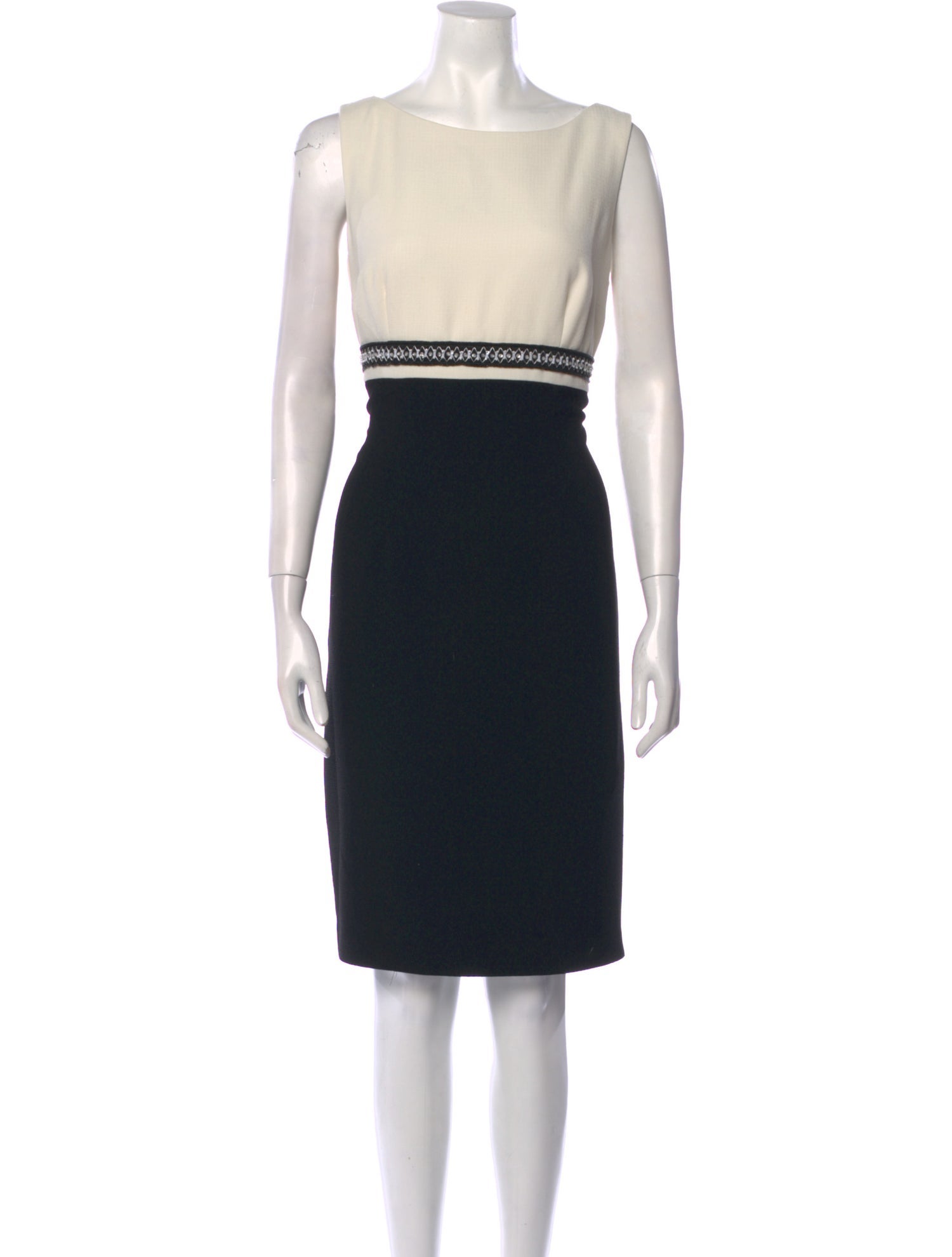 Carmen Marc Valvo Colorblock Pattern Knee-Length Dress
