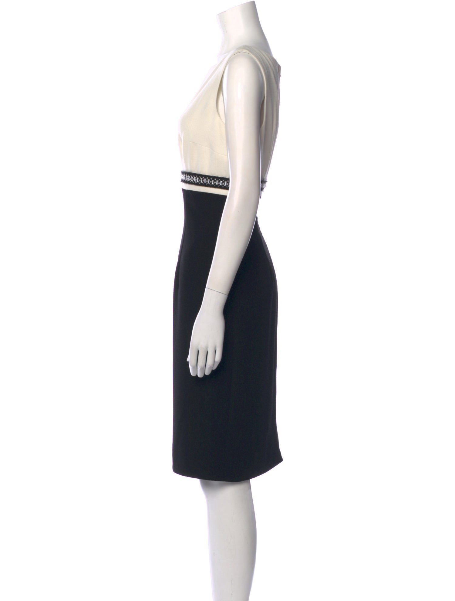 Carmen Marc Valvo Colorblock Pattern Knee-Length Dress