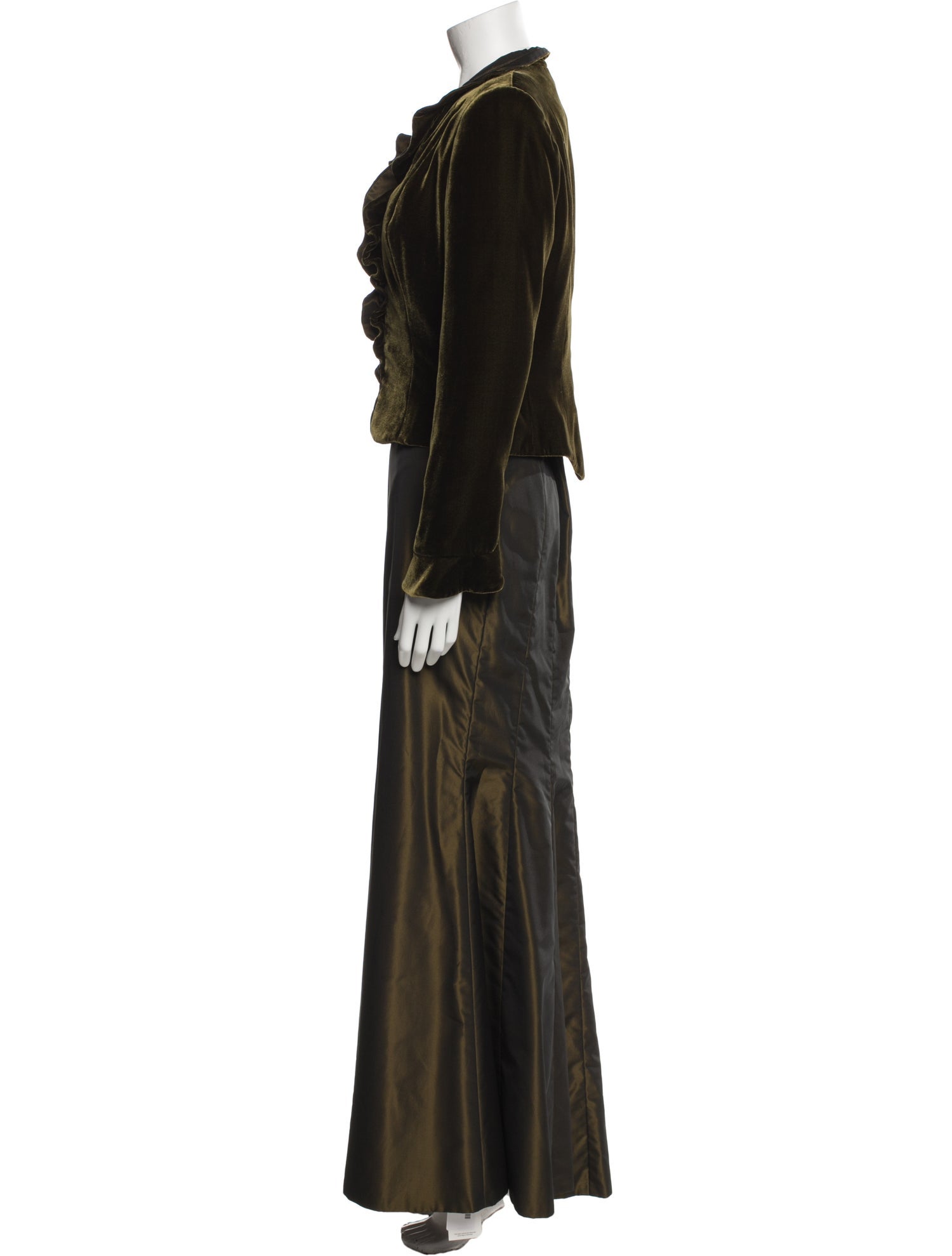 Carmen Marc Valvo Vintage Colorblock Pattern Skirt Suit