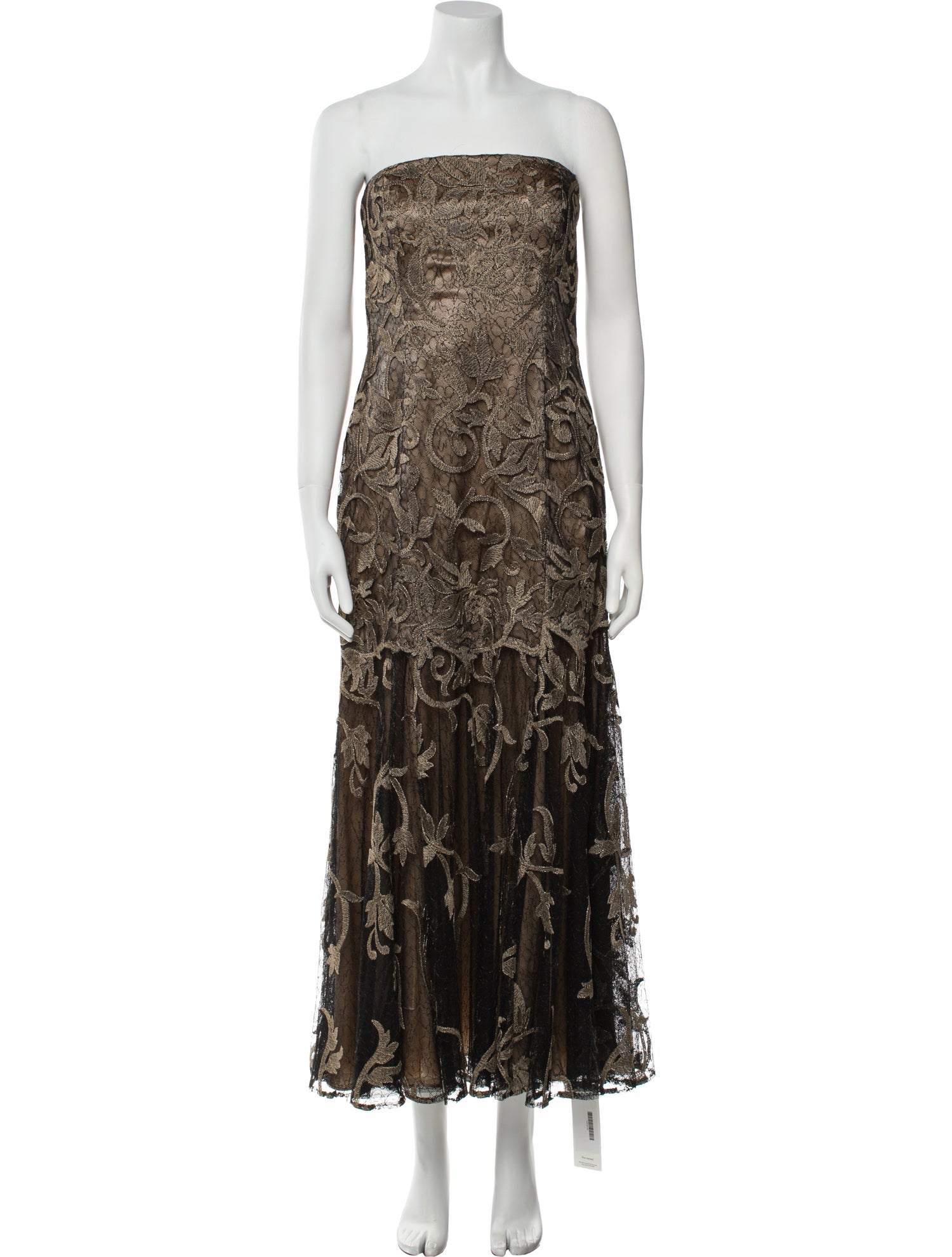 Carmen Marc Valvo Lace Pattern Long Dress