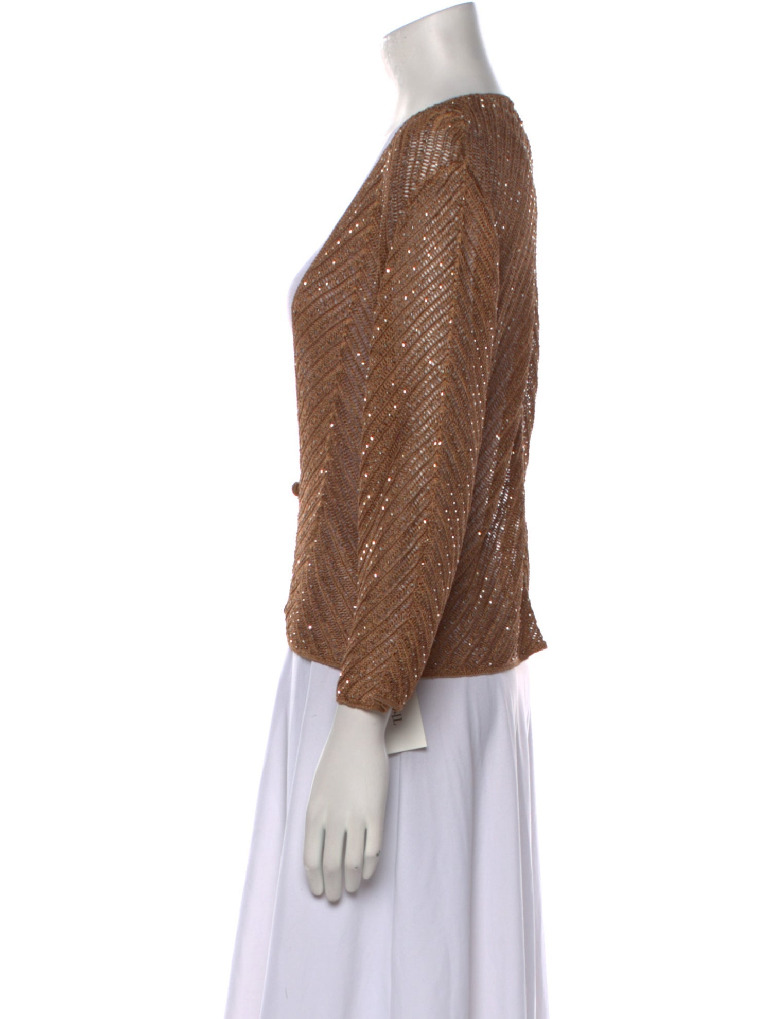 Carmen Marc Valvo Plunge Neckline Sweater