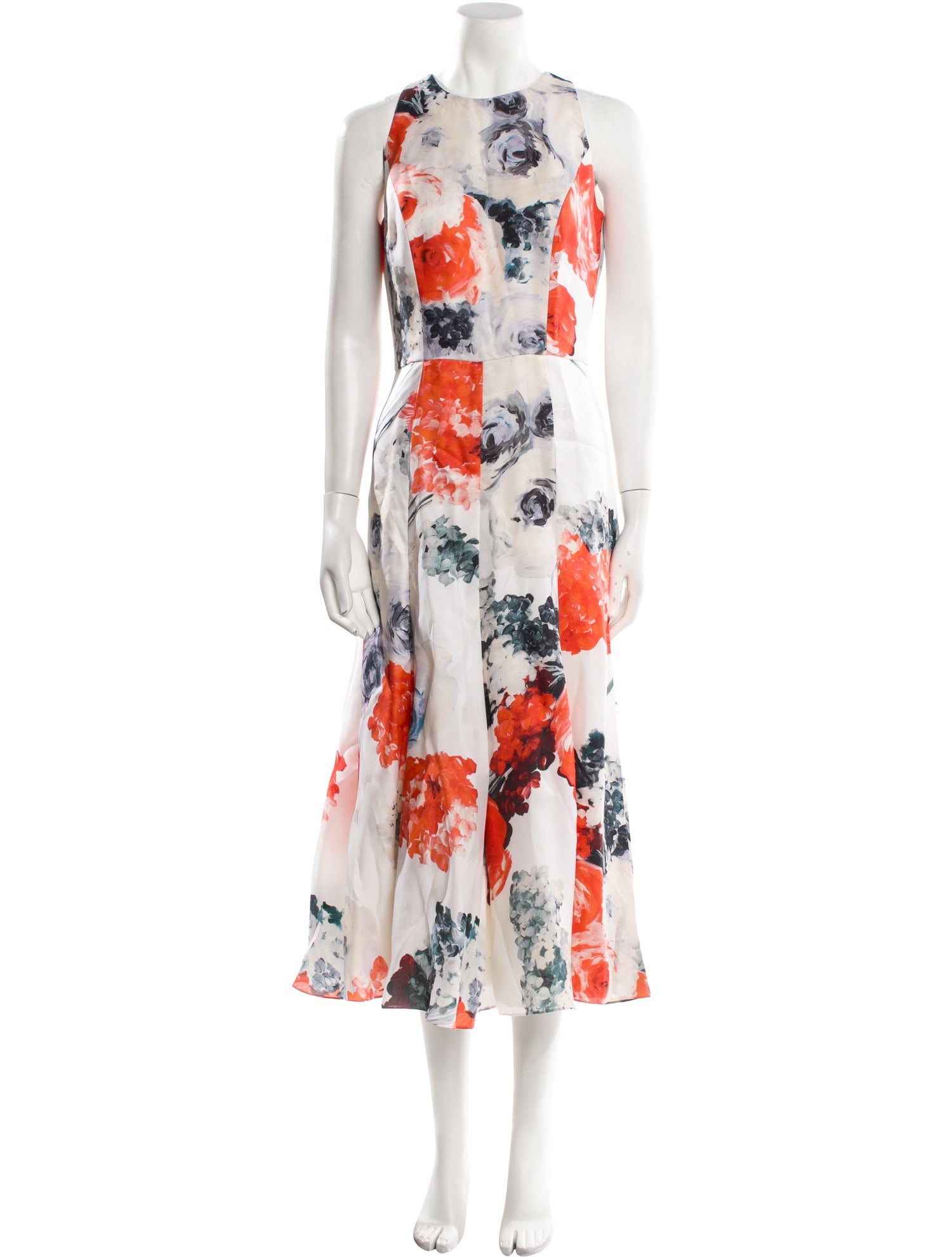 Carmen Marc Valvo Floral Print Long Dress