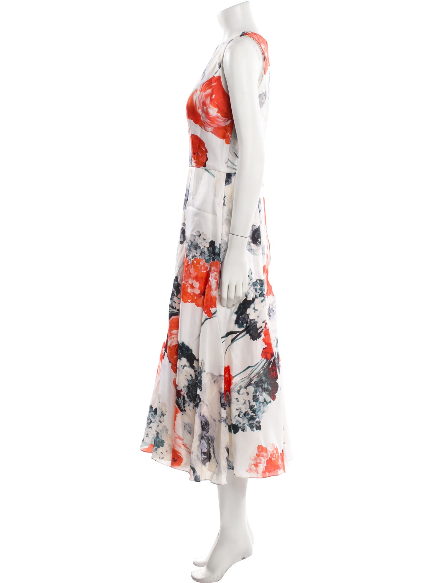 Carmen Marc Valvo Floral Print Long Dress