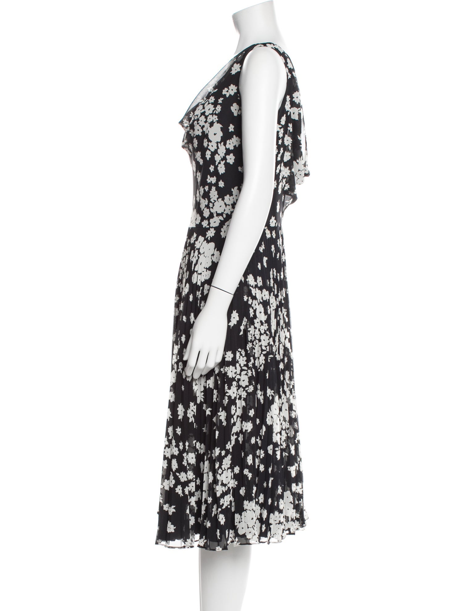 Carmen Marc Valvo Floral Print Midi Length Dress