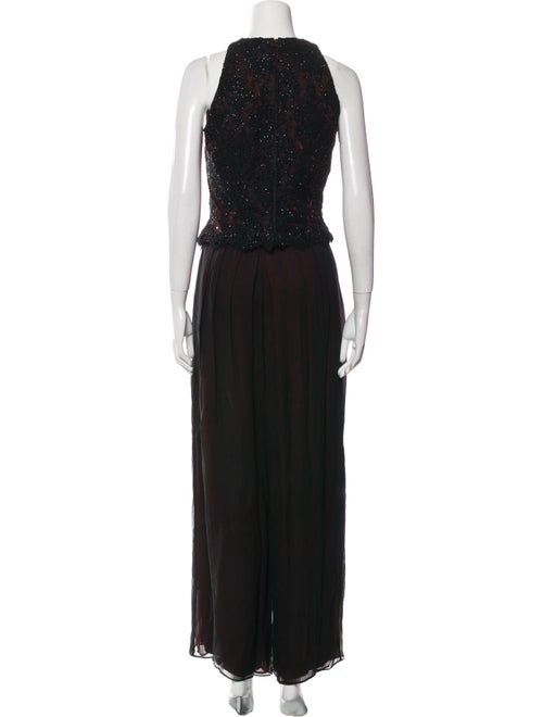 Carmen Marc Valvo Printed Mesh Accents Pant Set