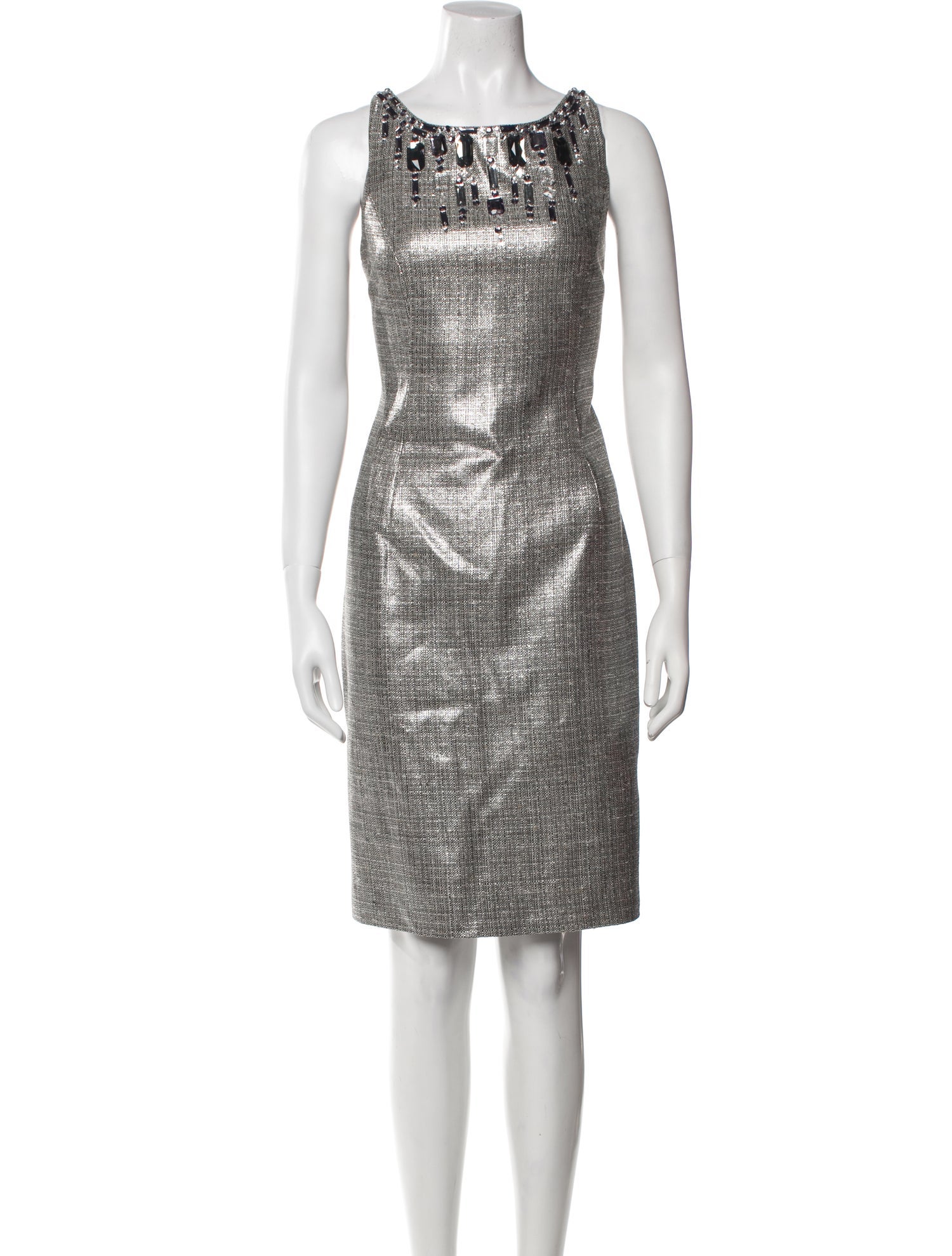 Carmen Marc Valvo Scoop Neck Knee-Length Dress