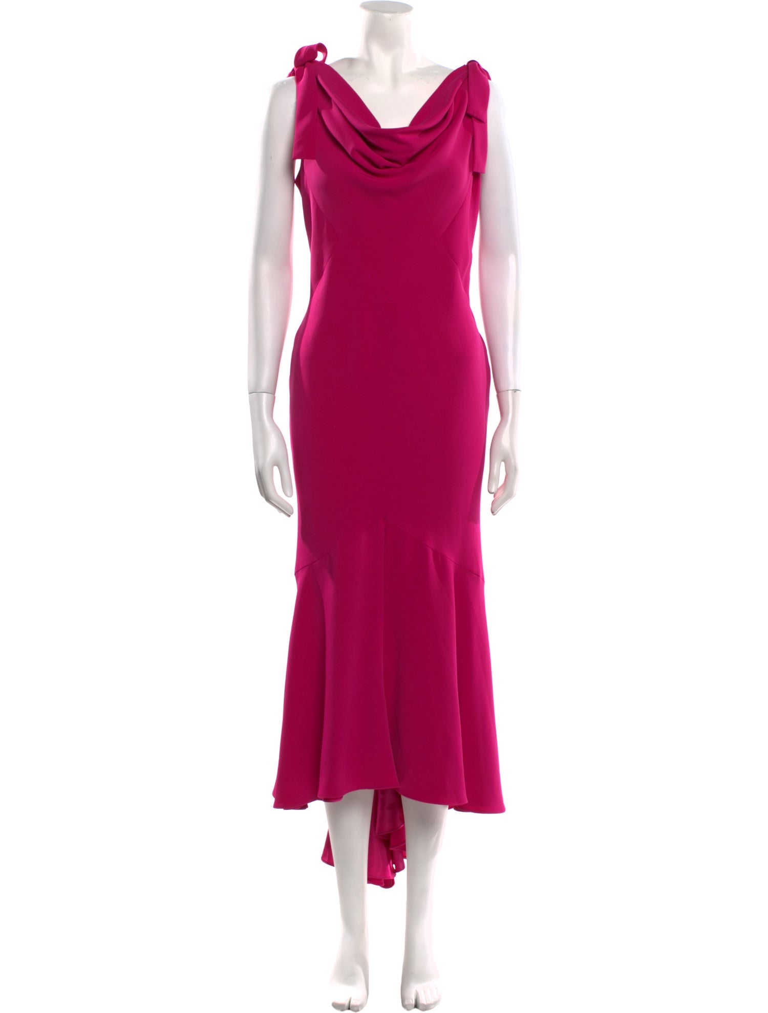 Carmen Marc Valvo Cowl Neck Long Dress