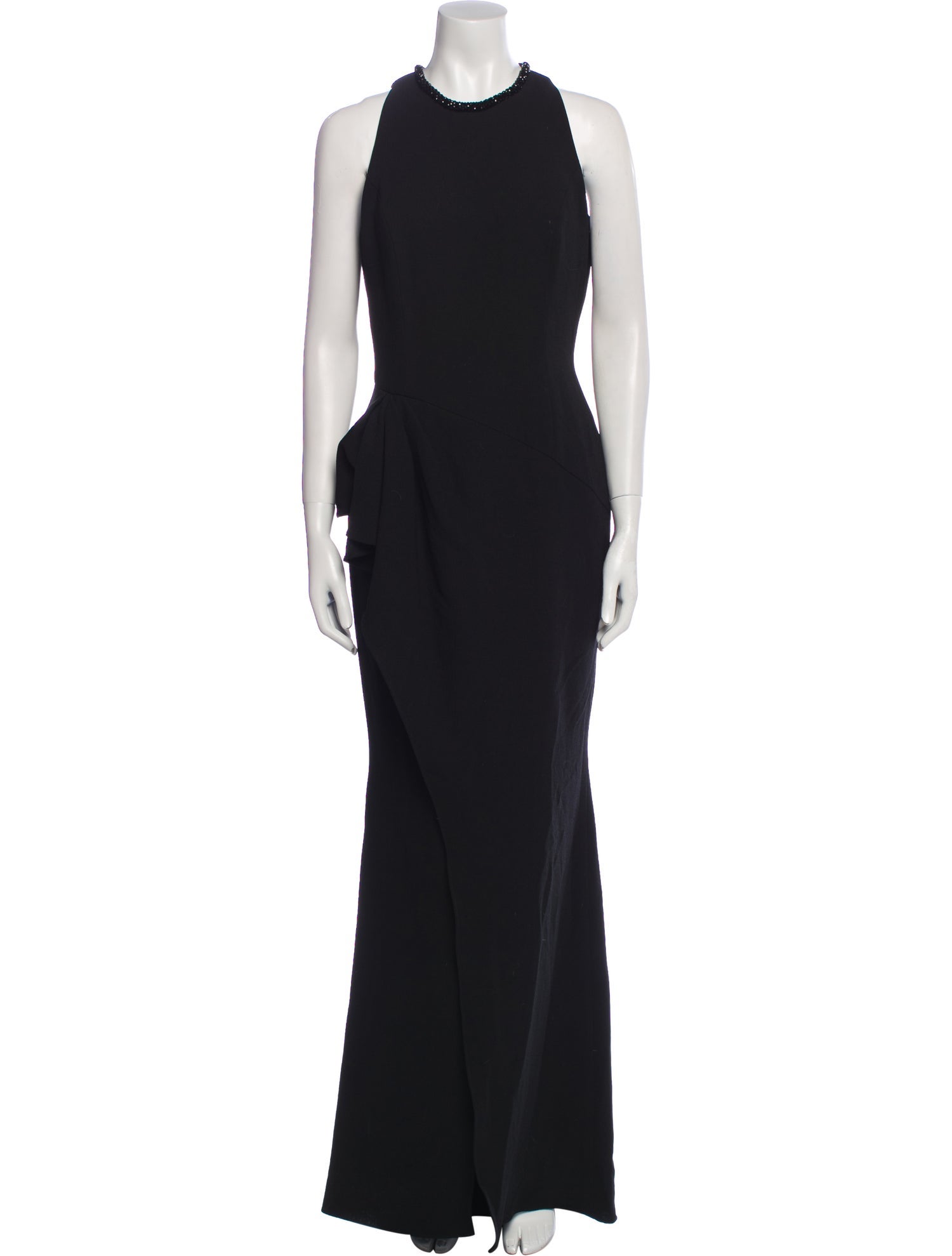 Carmen Marc Valvo Crew Neck Long Dress