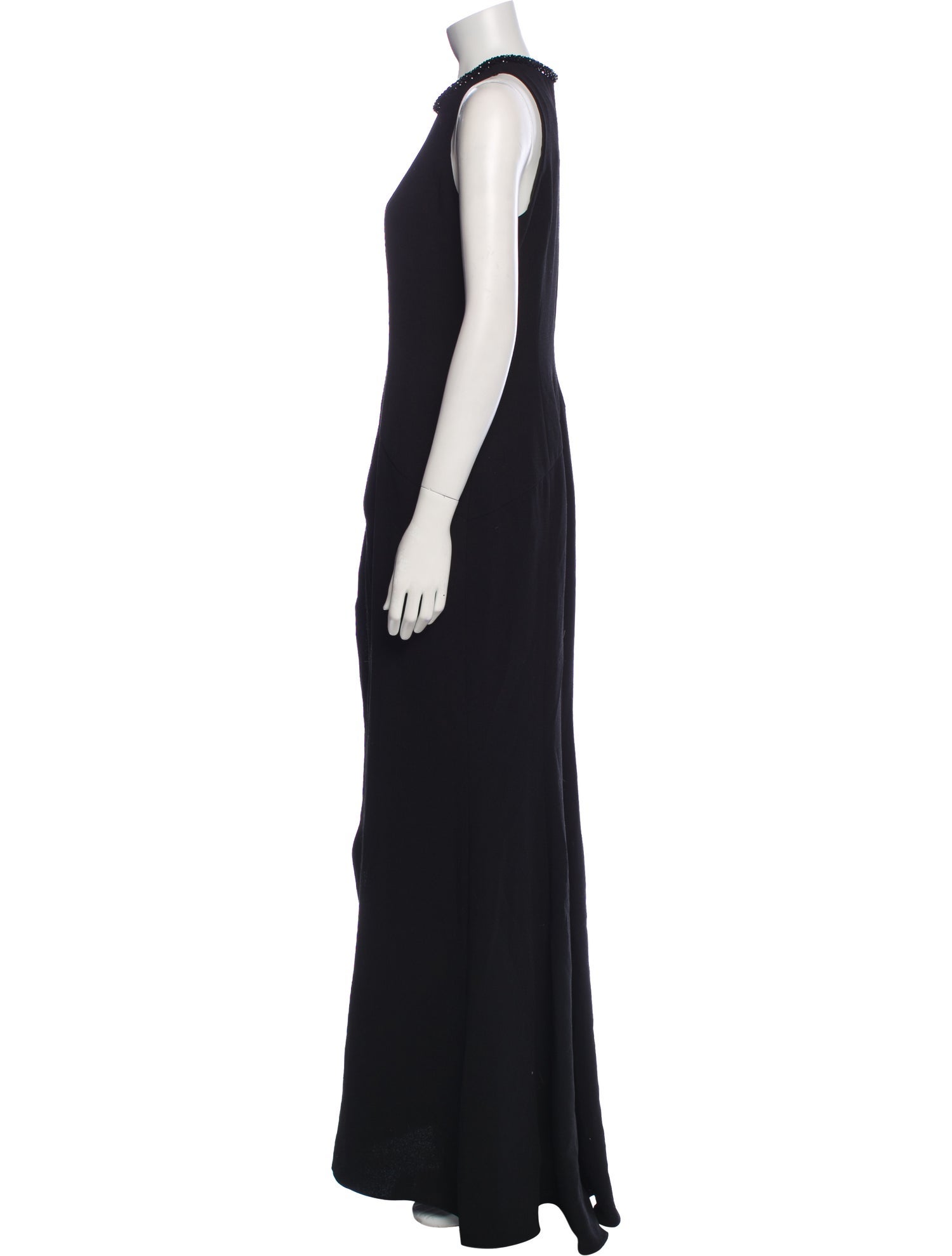 Carmen Marc Valvo Crew Neck Long Dress
