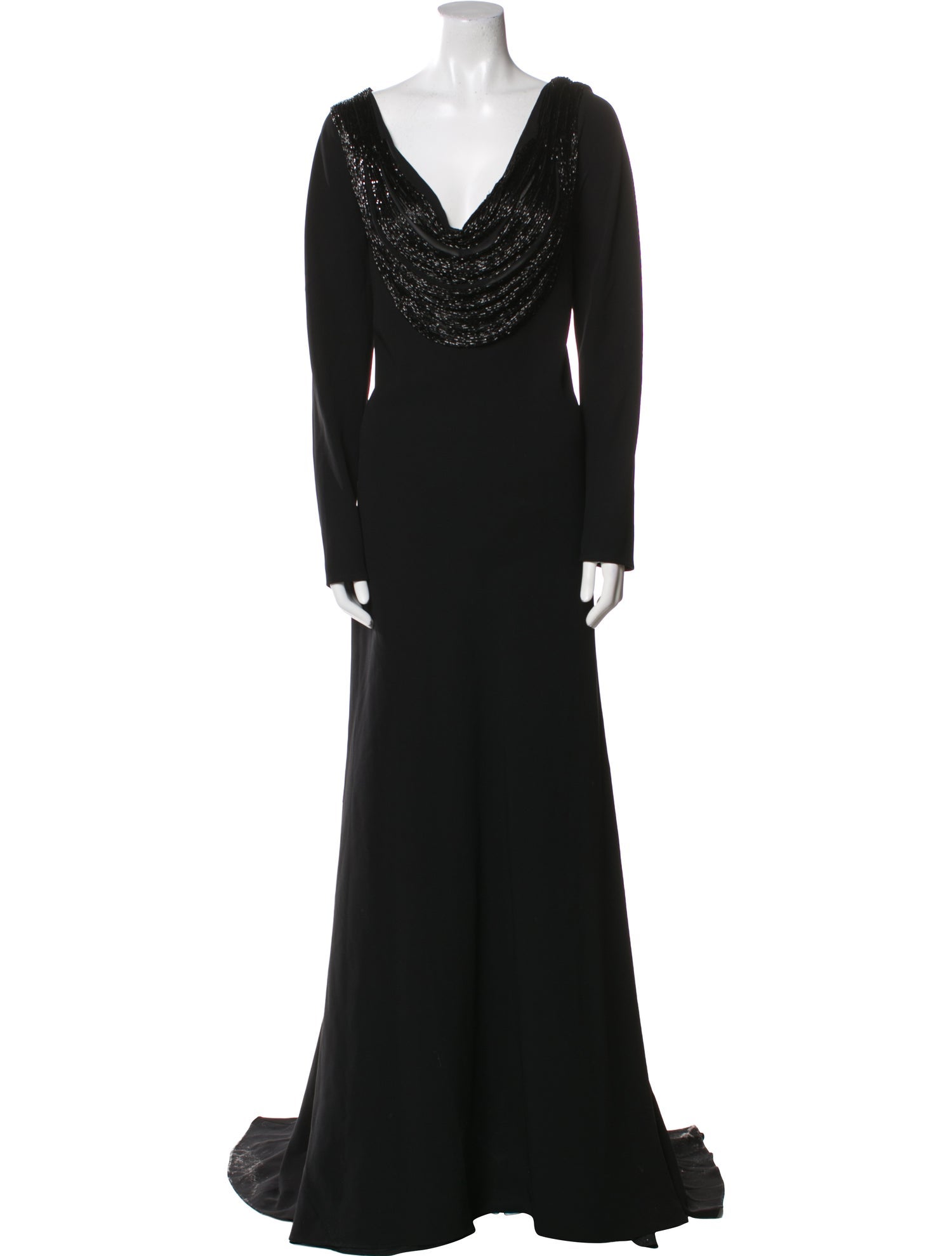 Carmen Marc Valvo Cowl Neck Long Dress
