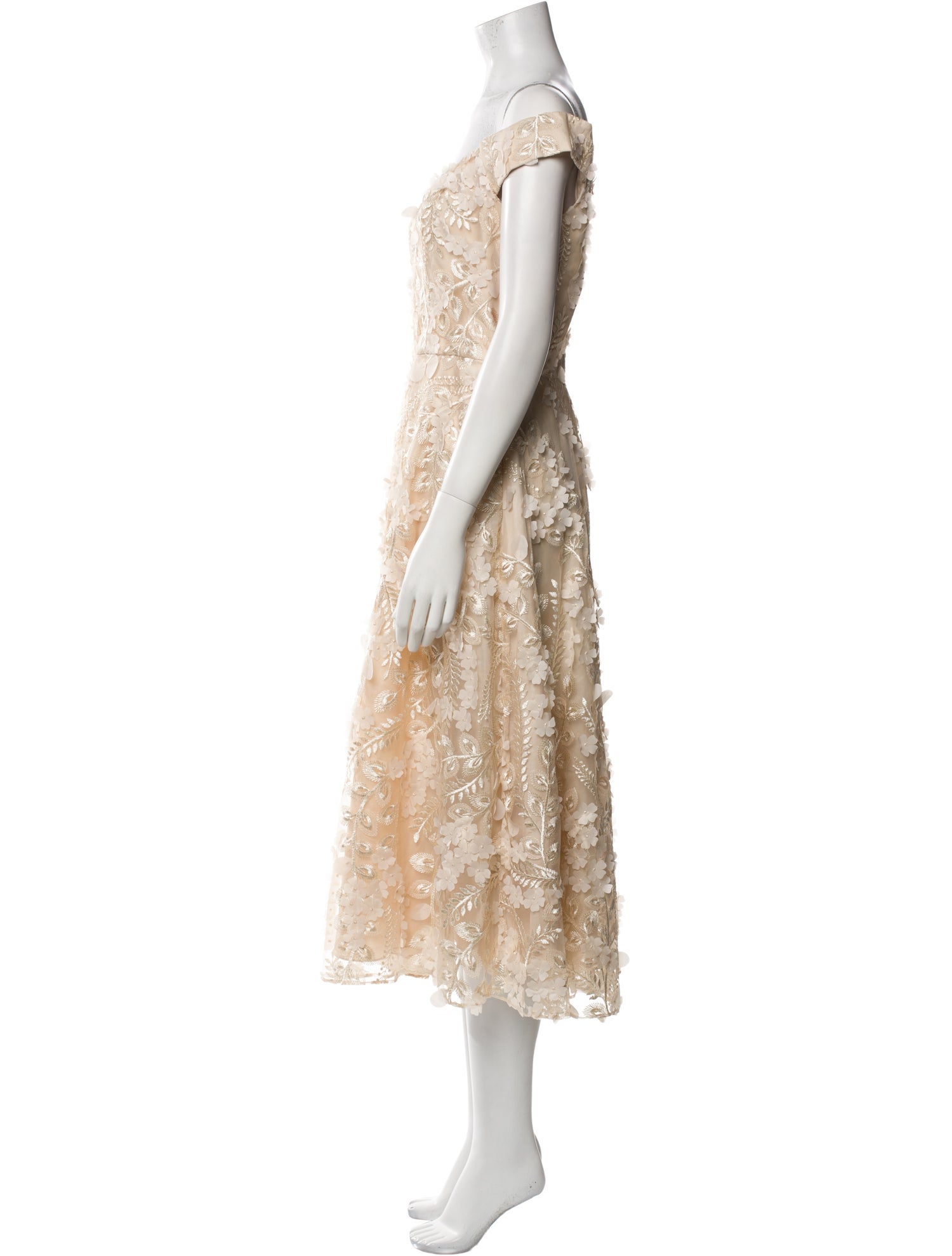 Carmen Marc Valvo Lace Pattern Midi Length Dress w/ Tags