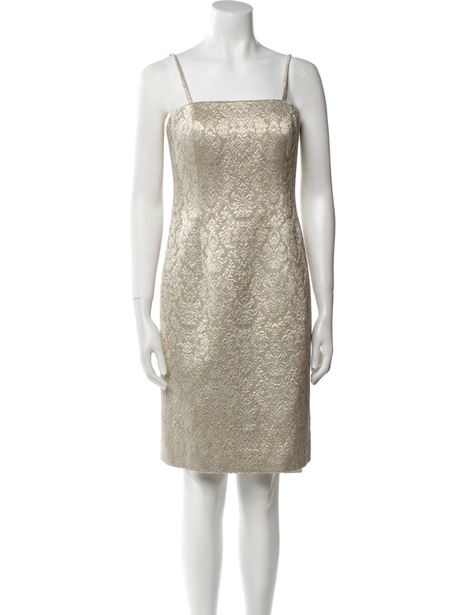 Carmen Marc Valvo Square Neckline Knee-Length Dress