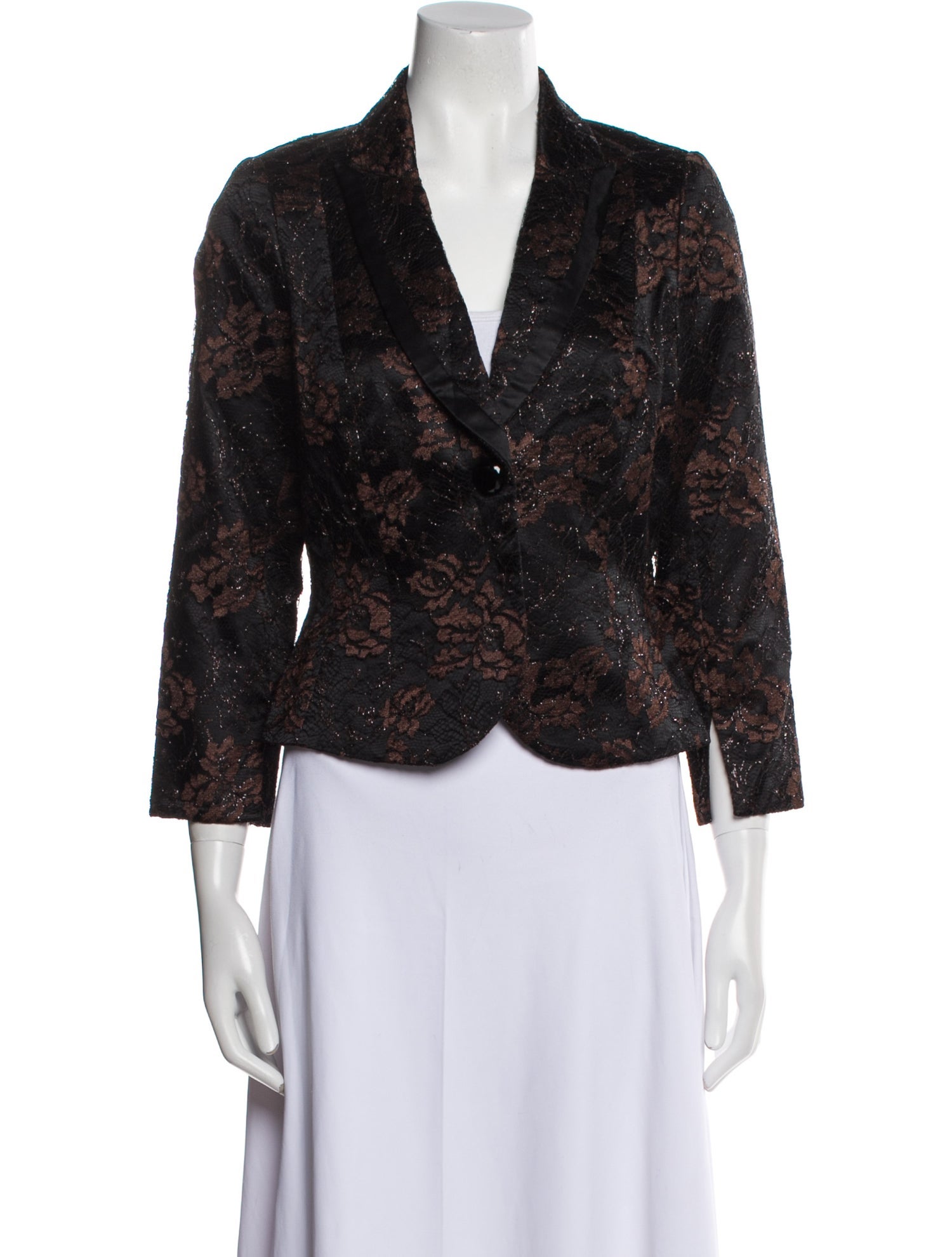 Carmen Marc Valvo Floral Print Evening Jacket