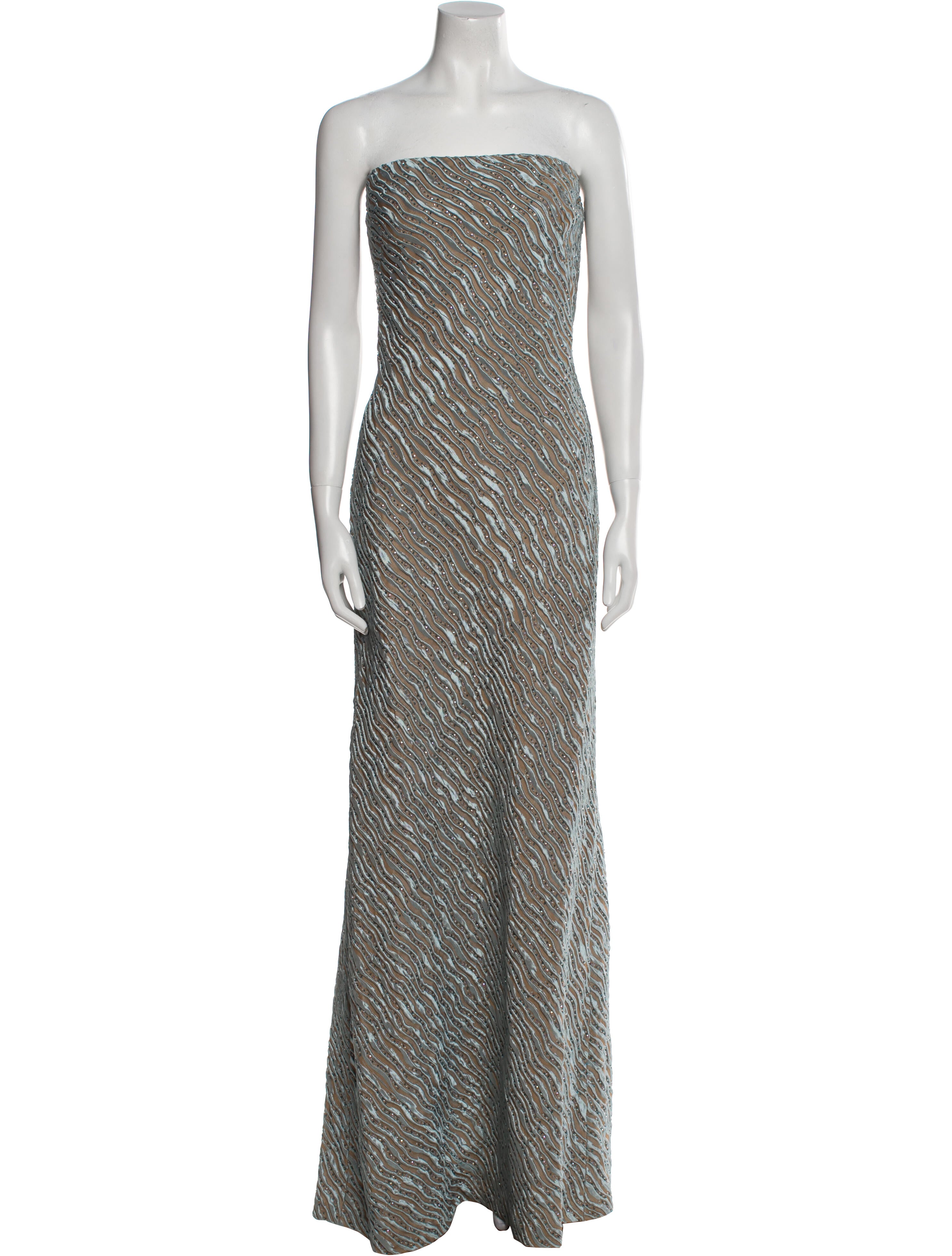 Carmen Marc Valvo Printed Long Dress w/ Tags