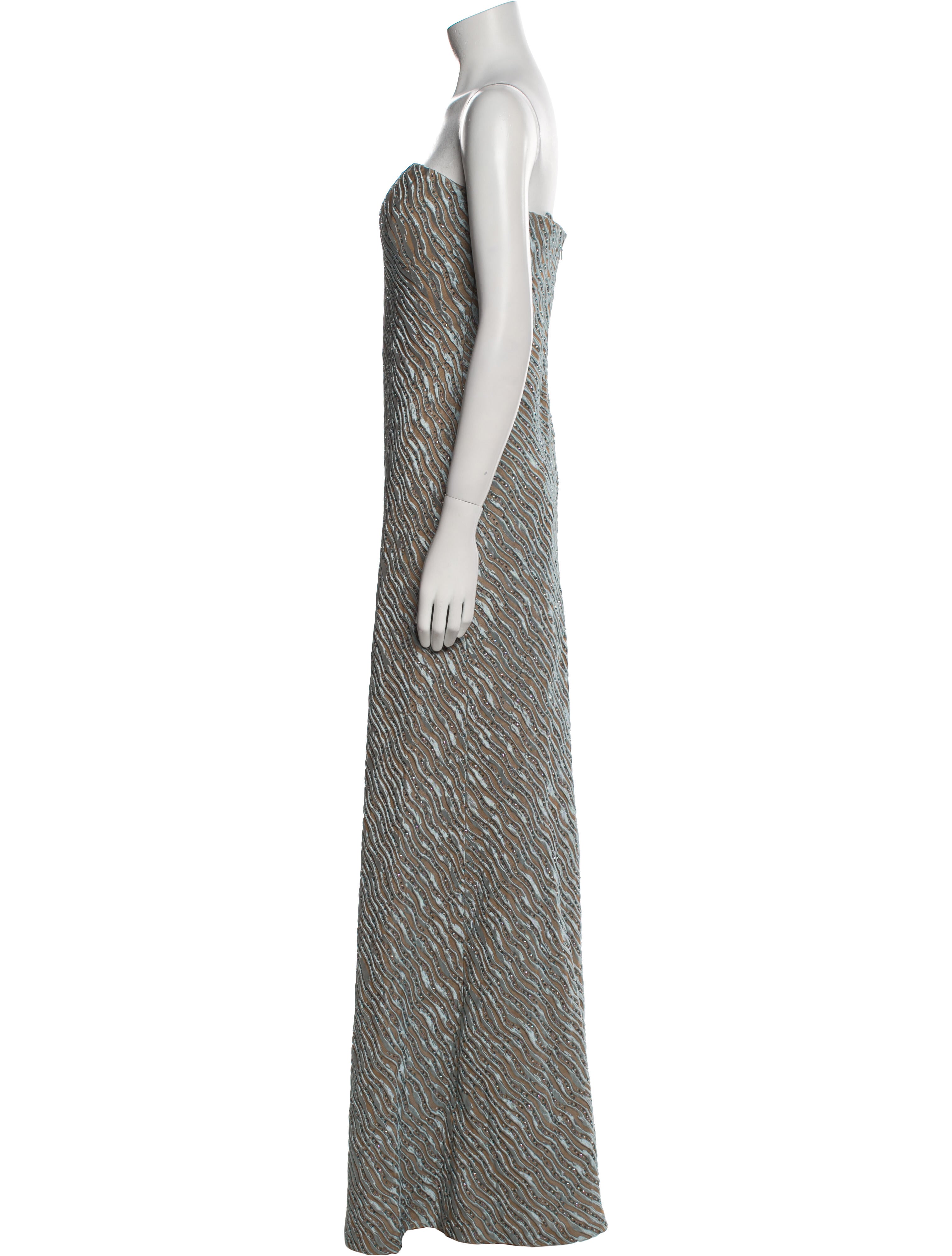 Carmen Marc Valvo Printed Long Dress w/ Tags