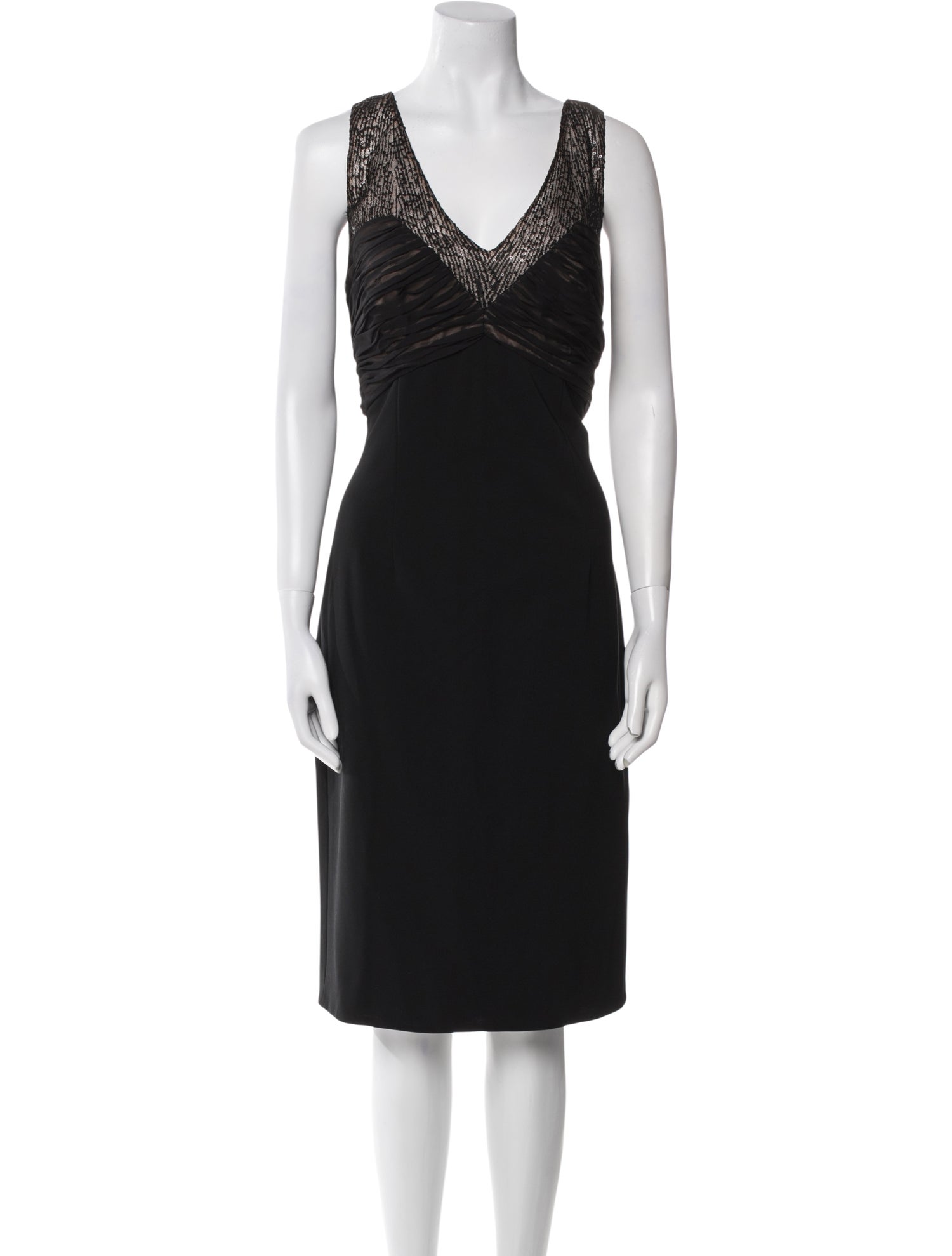 Carmen Marc Valvo V-Neck Midi Length Dress