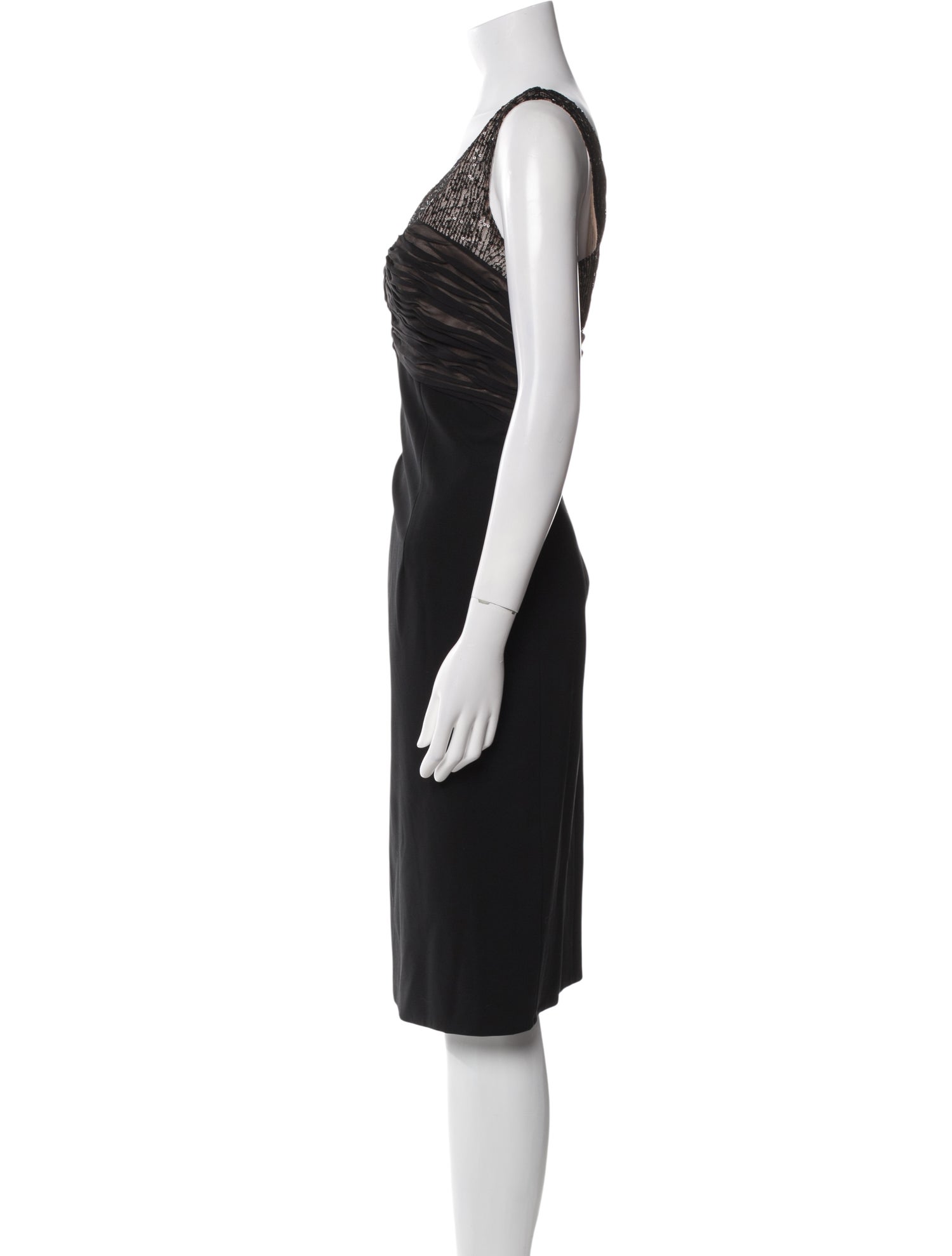 Carmen Marc Valvo V-Neck Midi Length Dress