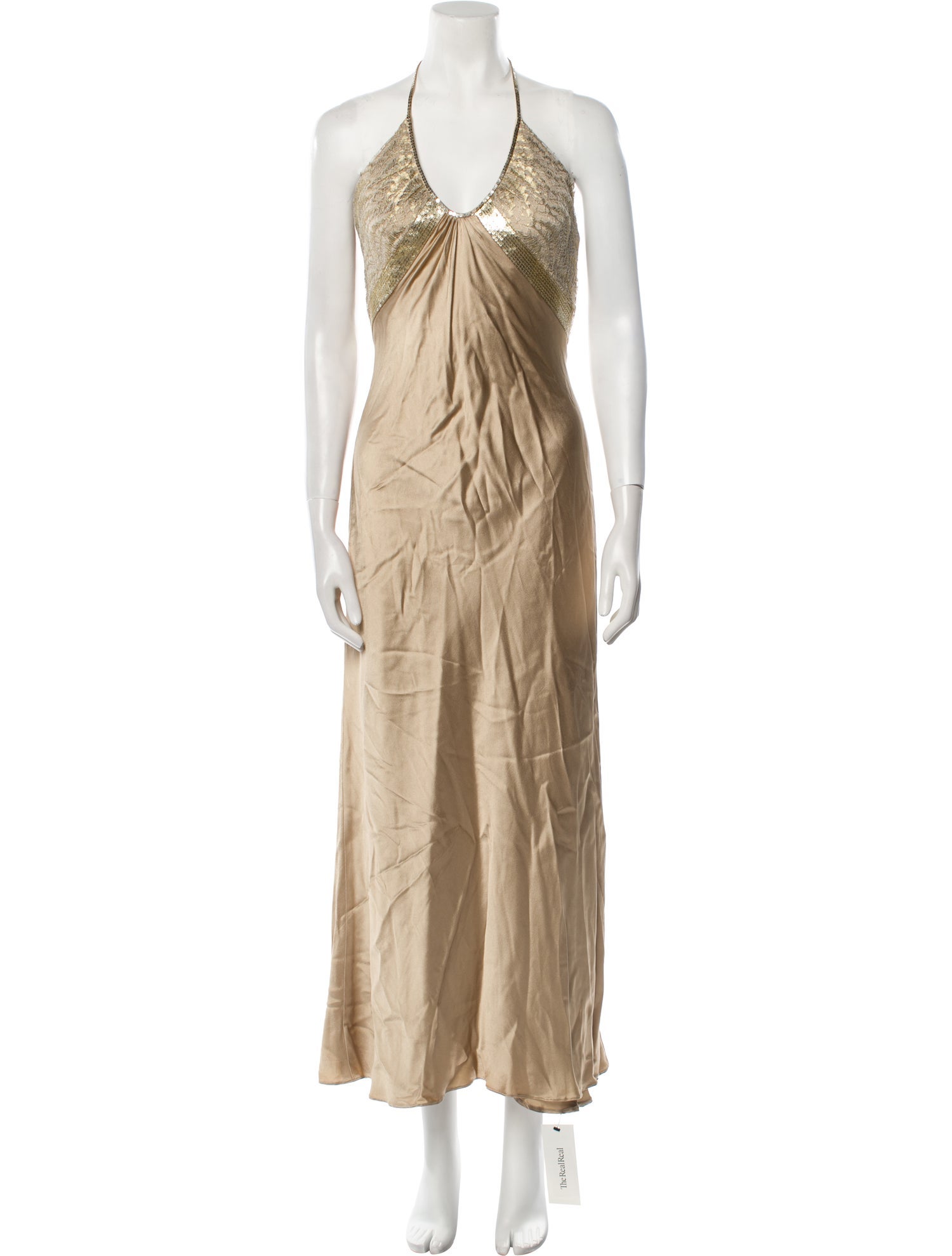 Carmen Marc Valvo Halterneck Long Dress