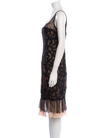 Carmen Marc Valvo Lace Pattern Midi Length Dress