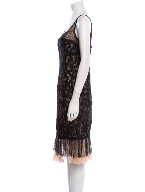 Carmen Marc Valvo Lace Pattern Midi Length Dress