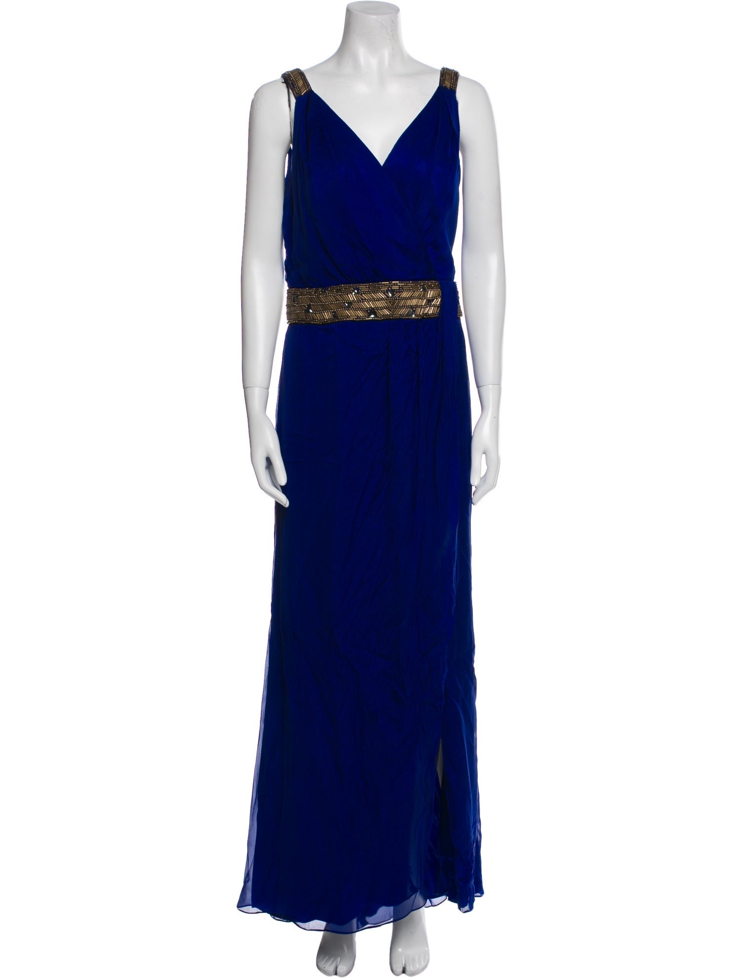 Carmen Marc Valvo V-Neck Long Dress