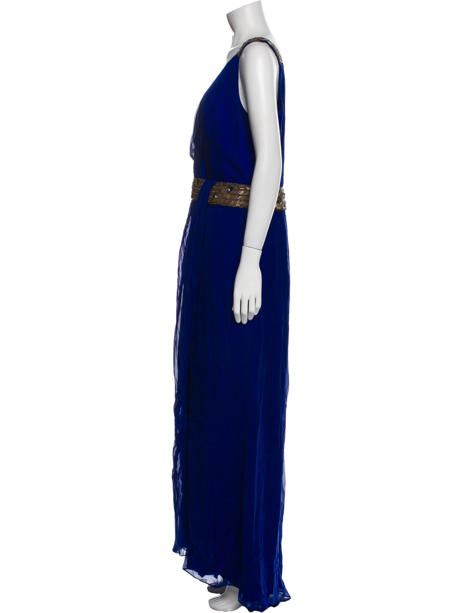 Carmen Marc Valvo V-Neck Long Dress