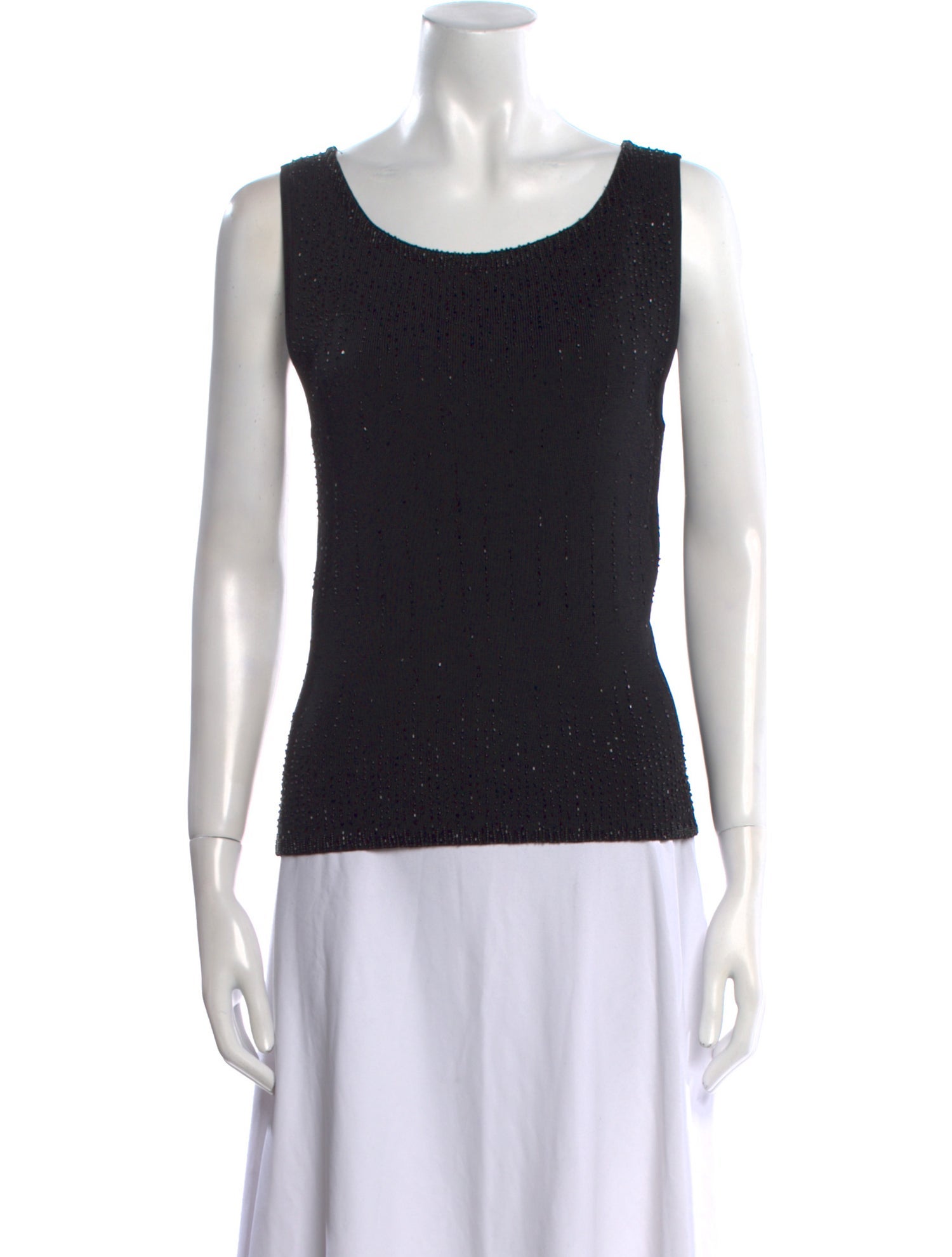 Carmen Marc Valvo Scoop Neck Sleeveless Top