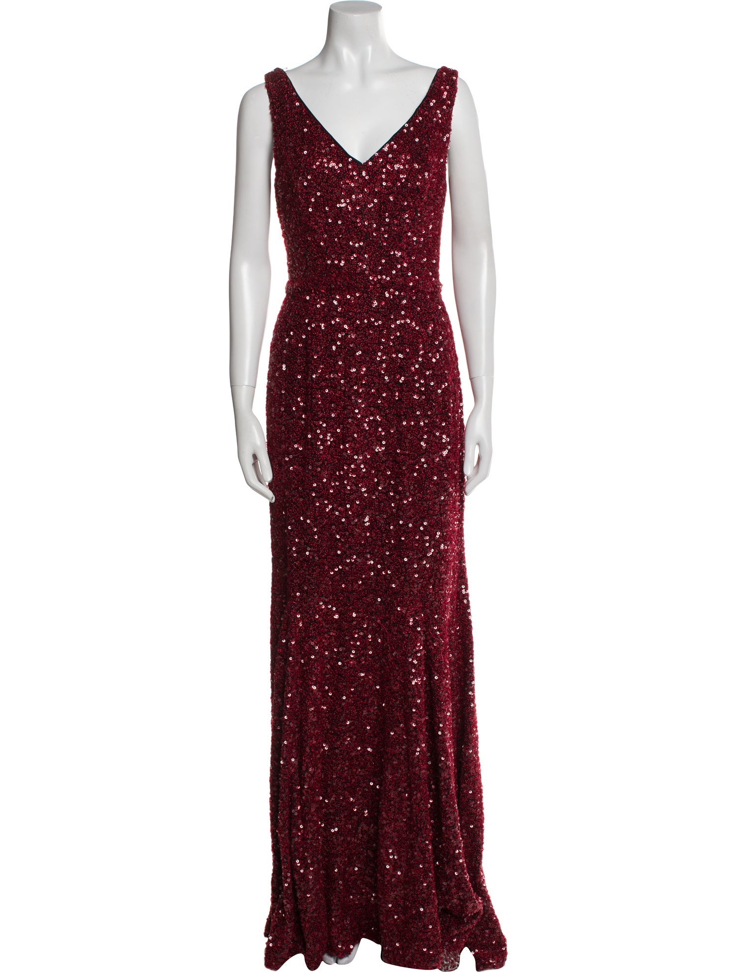 Carmen Marc Valvo V-Neck Long Dress