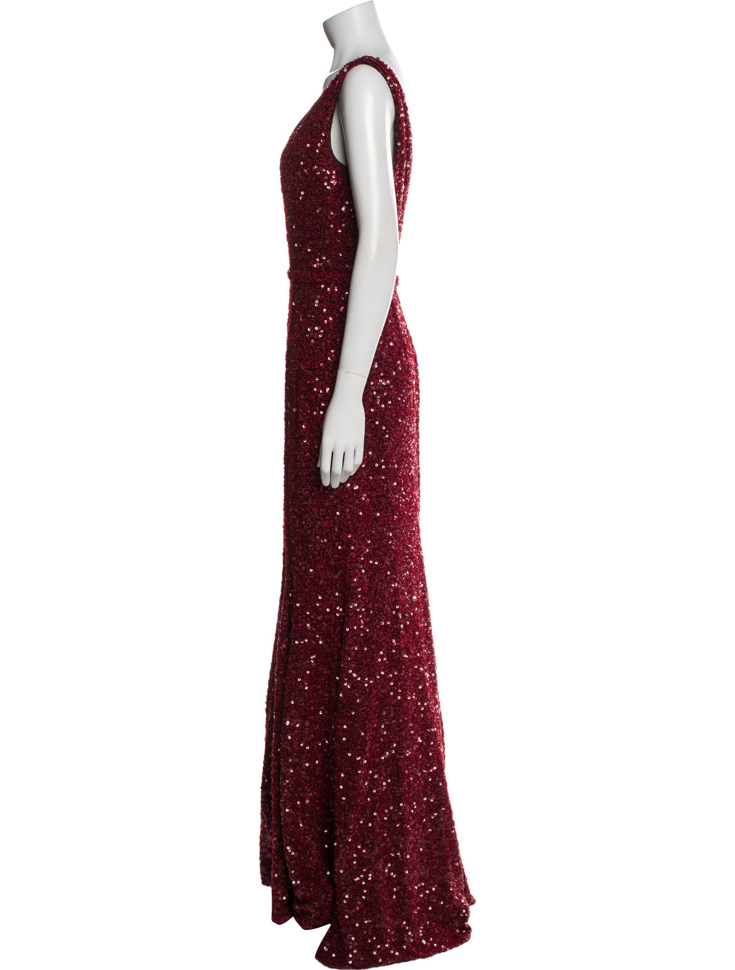 Carmen Marc Valvo V-Neck Long Dress