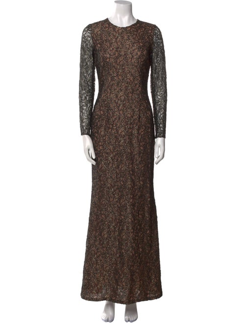 Carmen Marc Valvo Lace Pattern Long Dress