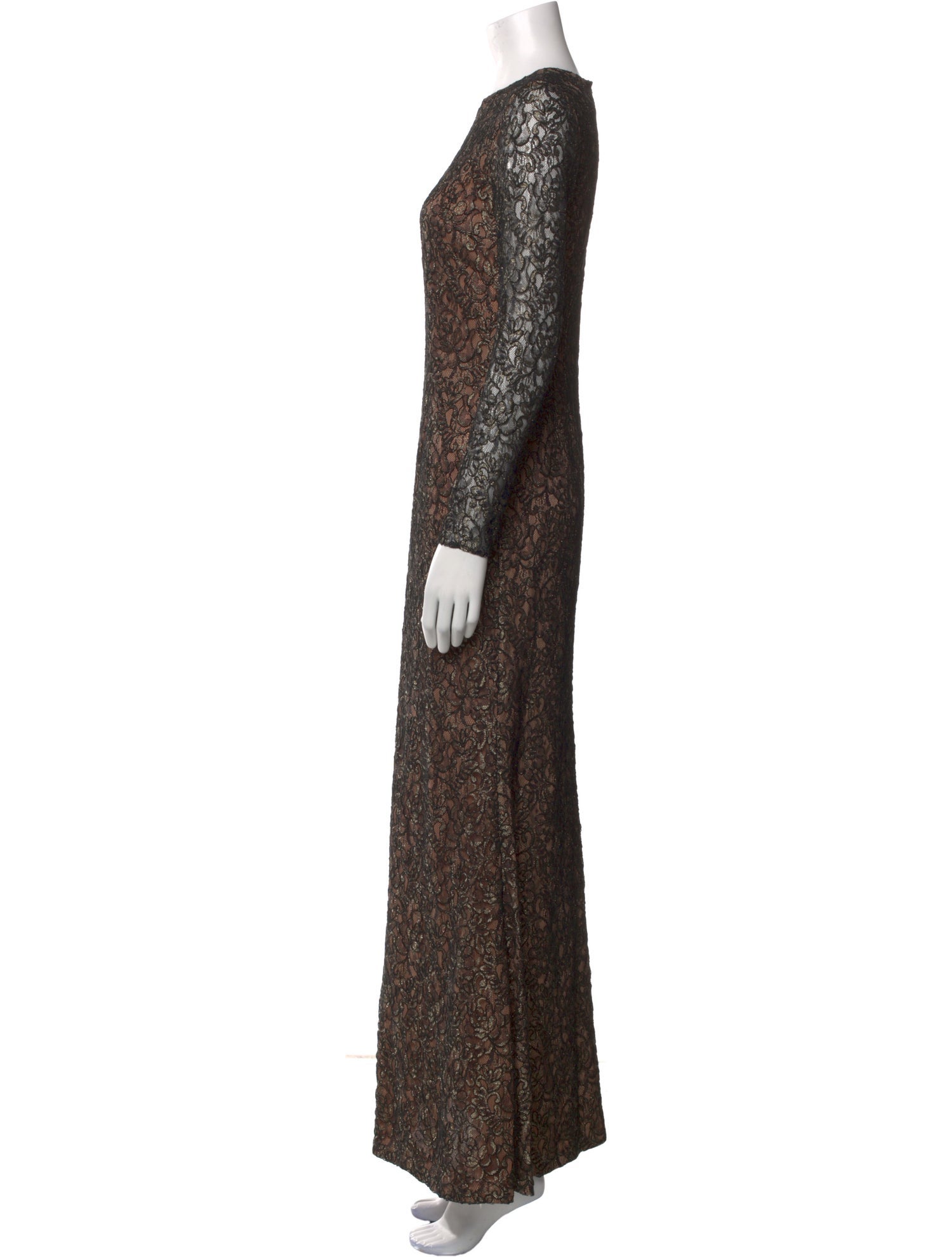 Carmen Marc Valvo Lace Pattern Long Dress