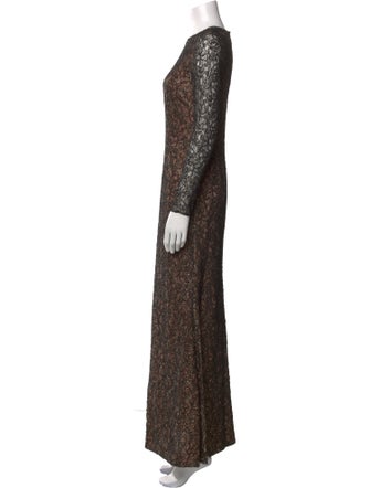 Carmen Marc Valvo Lace Pattern Long Dress