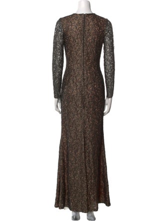 Carmen Marc Valvo Lace Pattern Long Dress