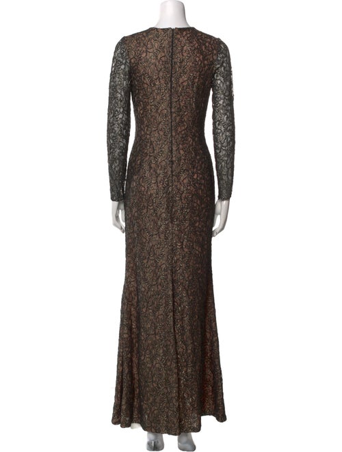 Carmen Marc Valvo Lace Pattern Long Dress
