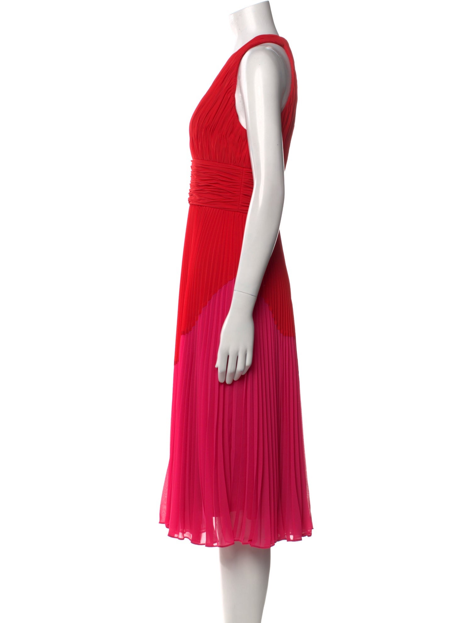 Carmen Marc Valvo V-Neck Midi Length Dress