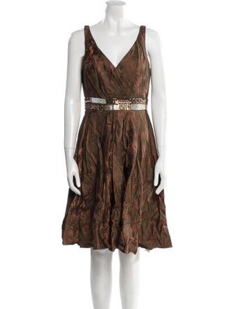 Carmen Marc Valvo Printed Knee-Length Dress w/ Tags