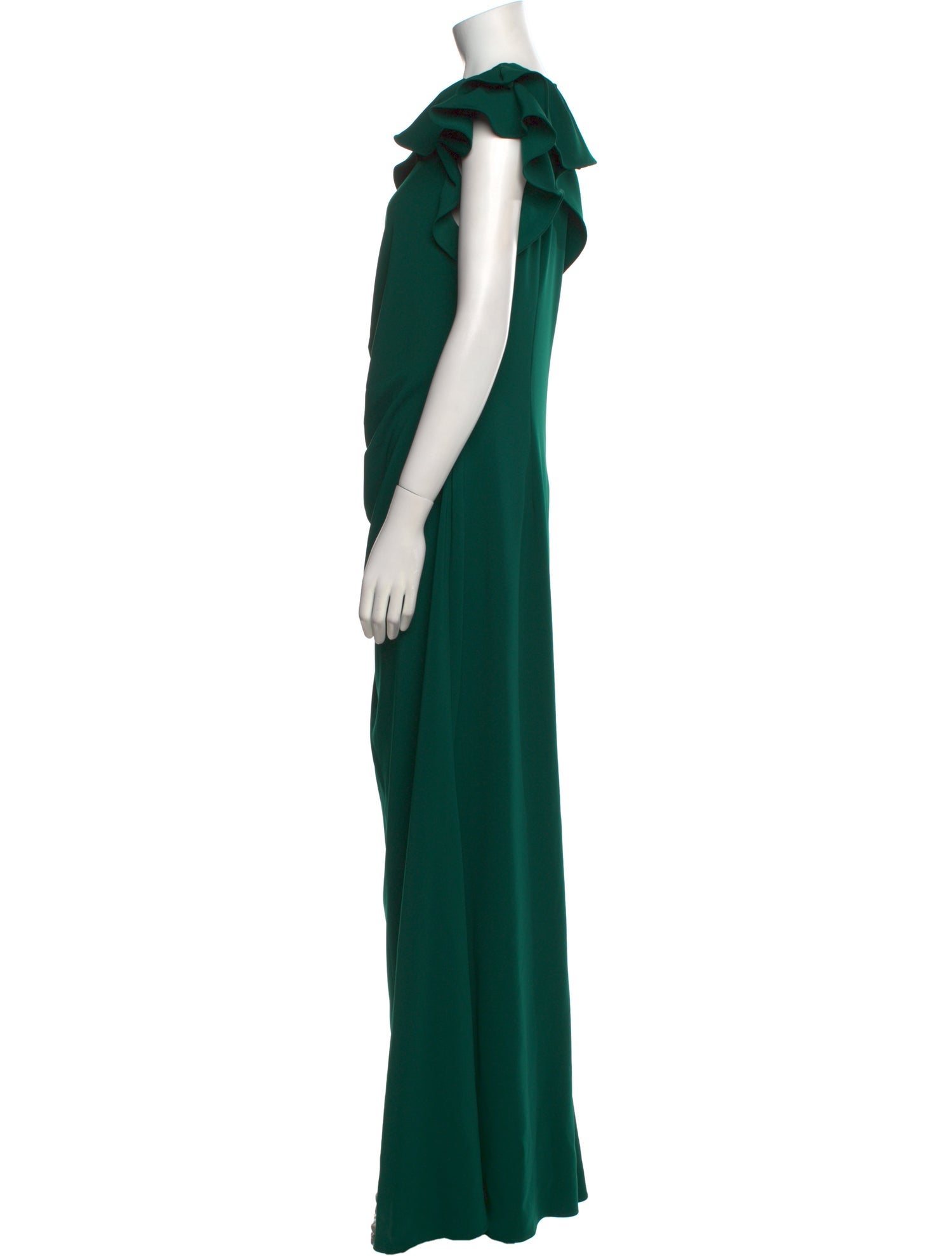 Carmen Marc Valvo One-Shoulder Long Dress