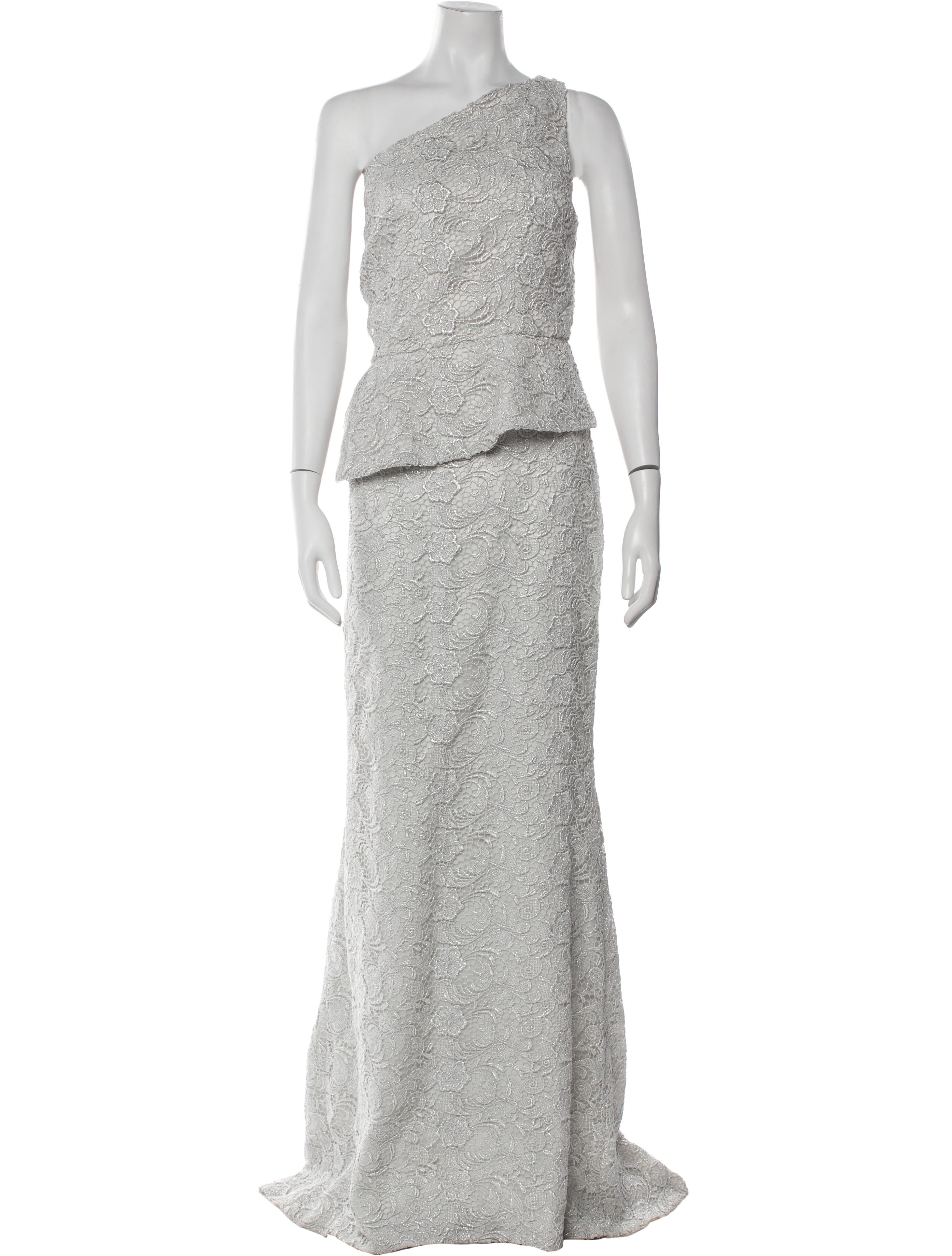 Carmen Marc Valvo One-Shoulder Long Dress