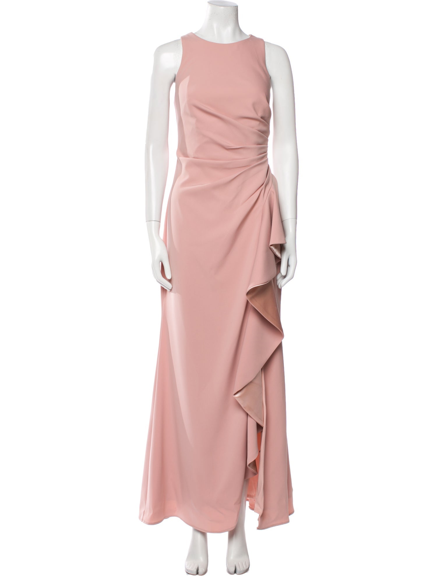 Carmen Marc Valvo Crew Neck Long Dress