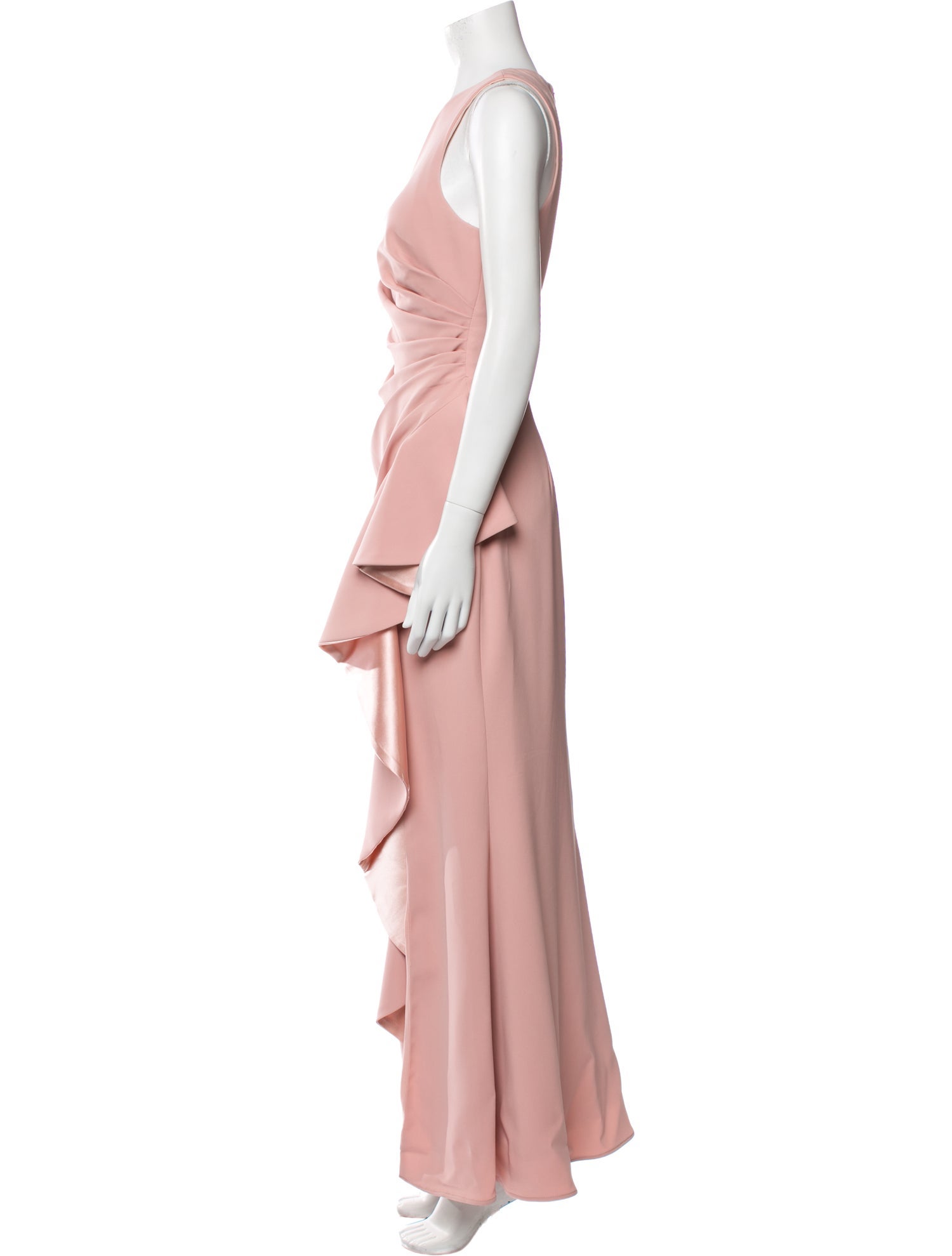 Carmen Marc Valvo Crew Neck Long Dress