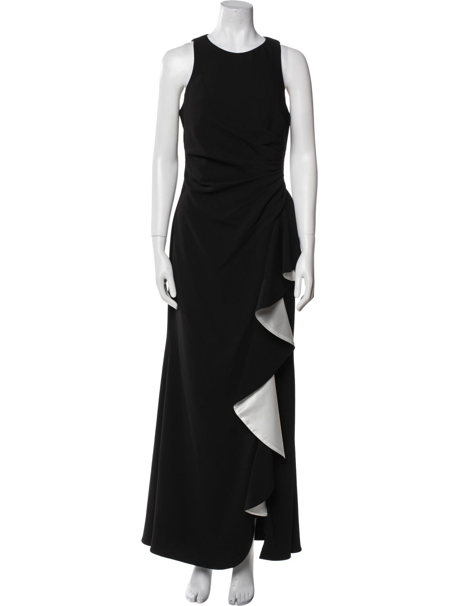 Carmen Marc Valvo Crew Neck Long Dress