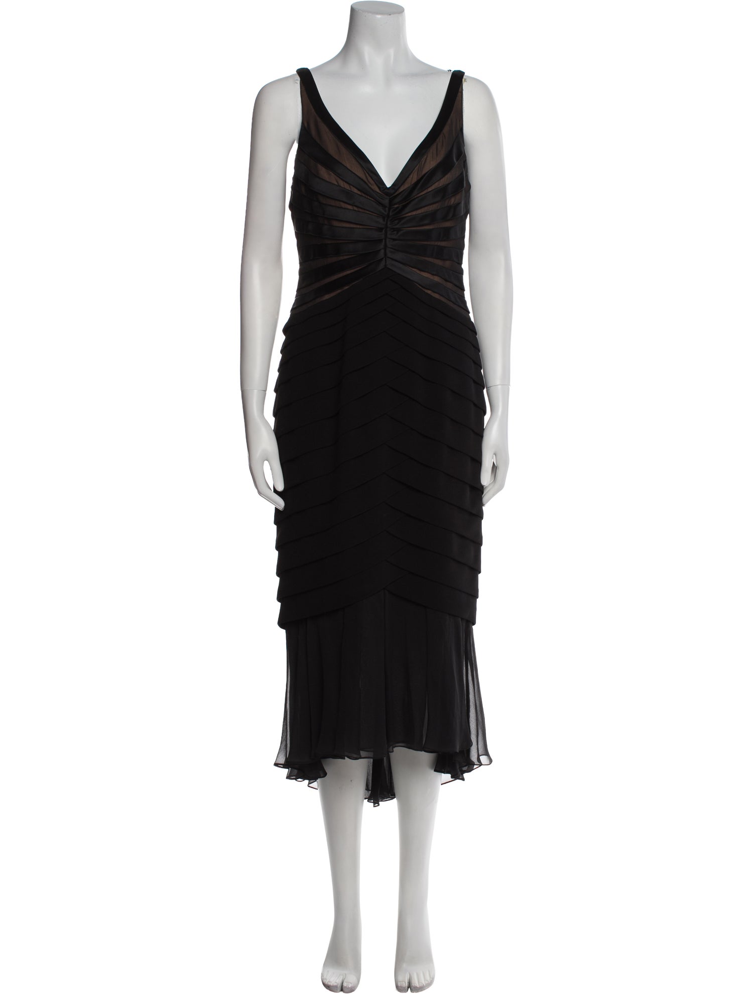 Carmen Marc Valvo V-Neck Long Dress