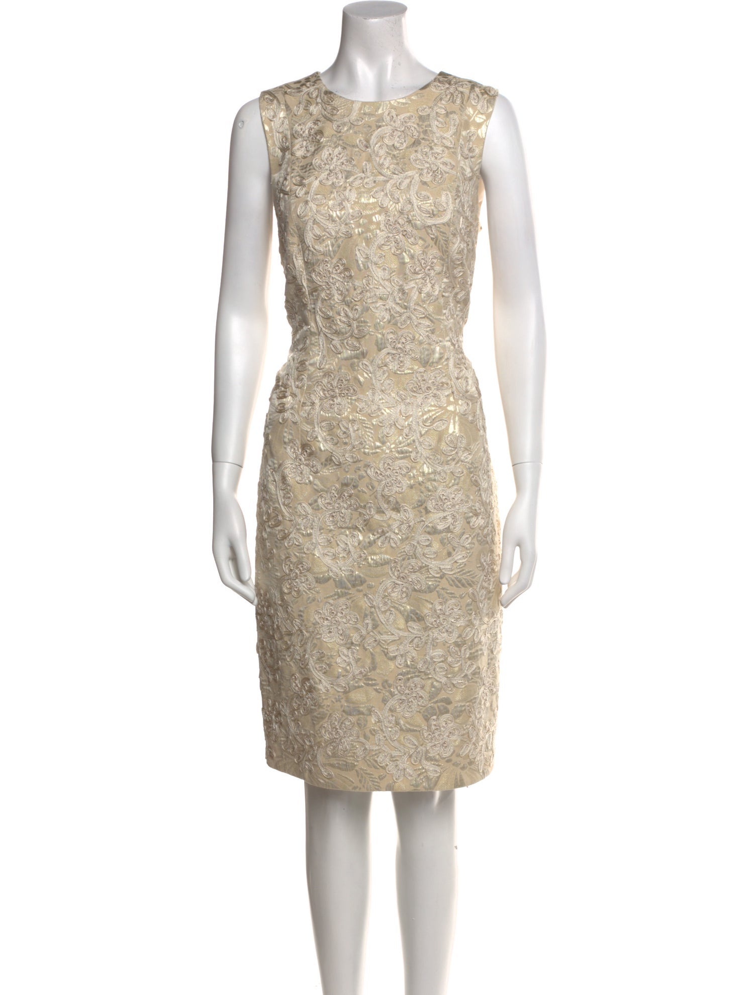 Carmen Marc Valvo Lace Pattern Midi Length Dress