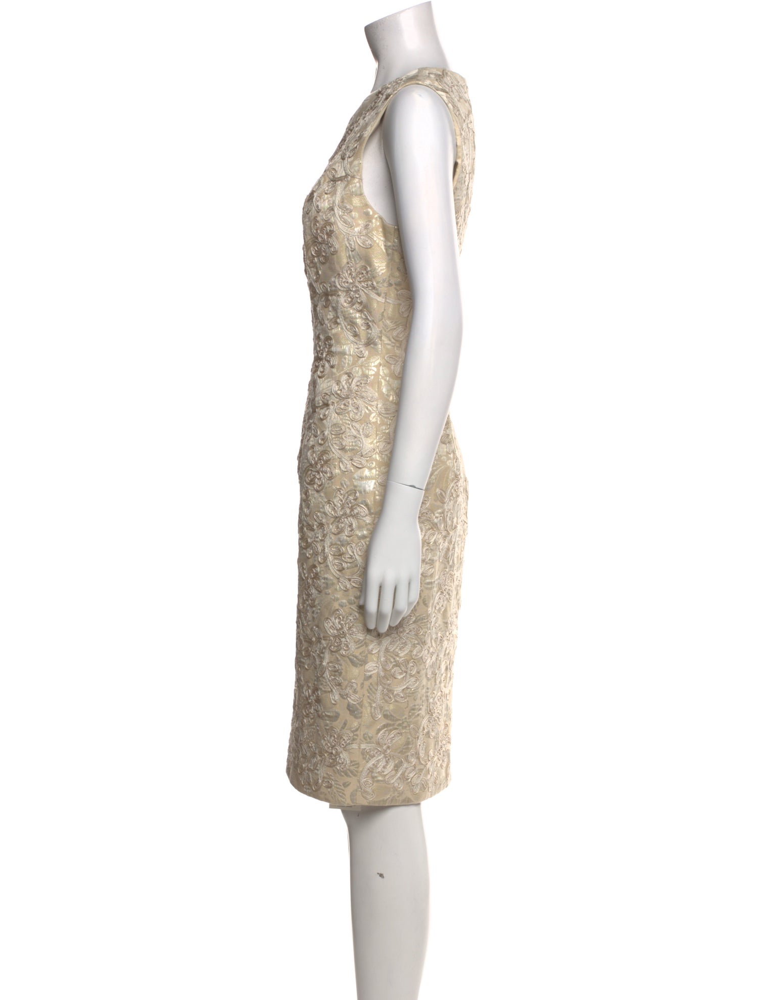 Carmen Marc Valvo Lace Pattern Midi Length Dress