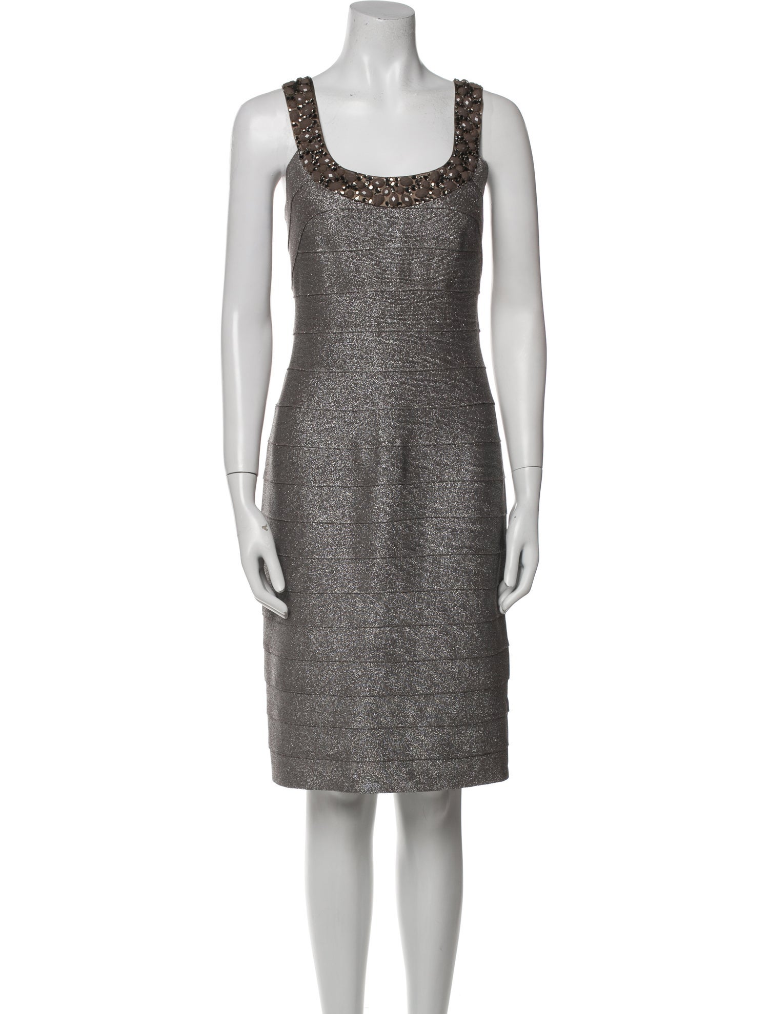 Carmen Marc Valvo Scoop Neck Knee-Length Dress